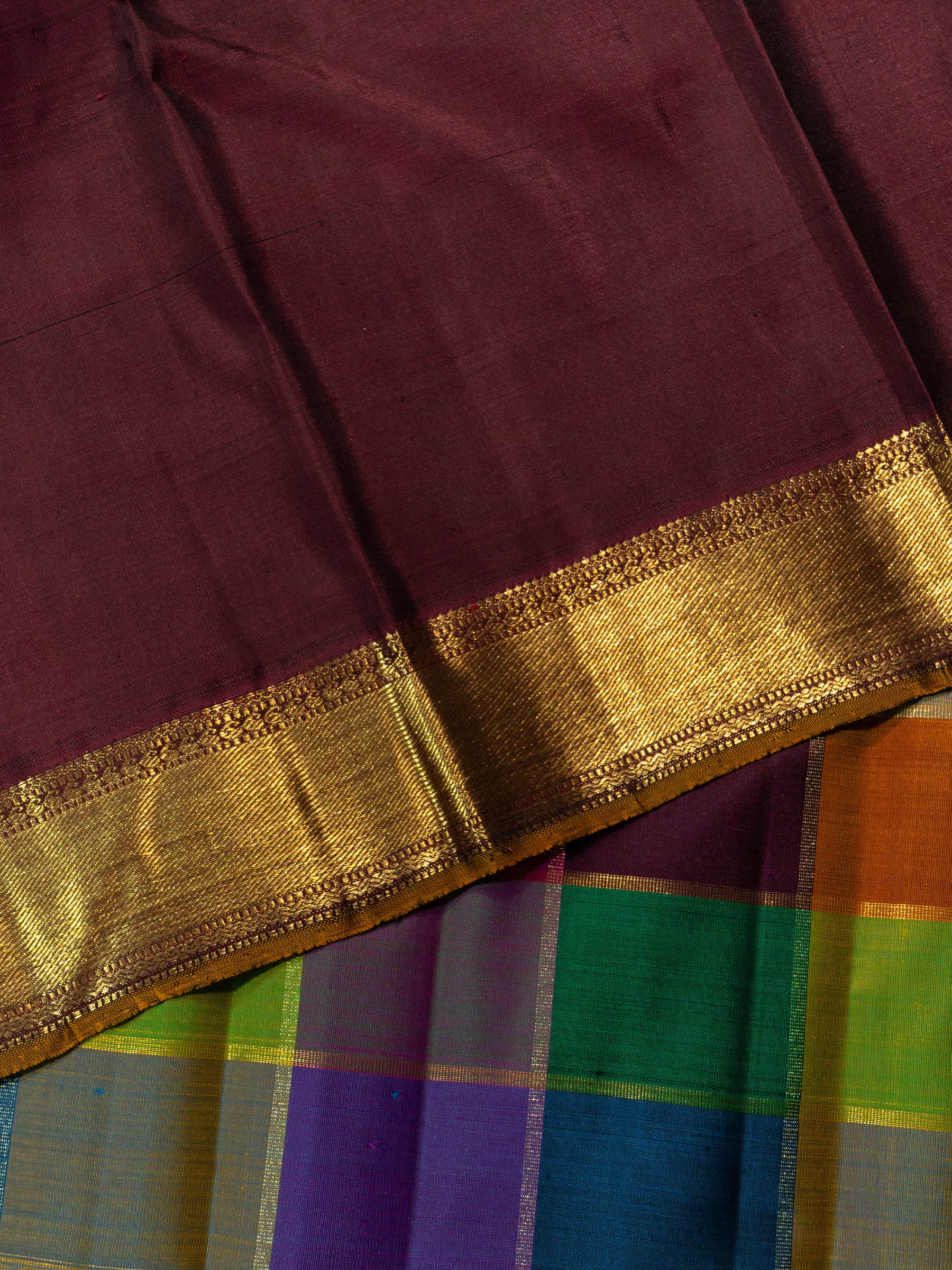 Paalum pazhamum checks getti border / Kanjipuram Saree CLSA8949