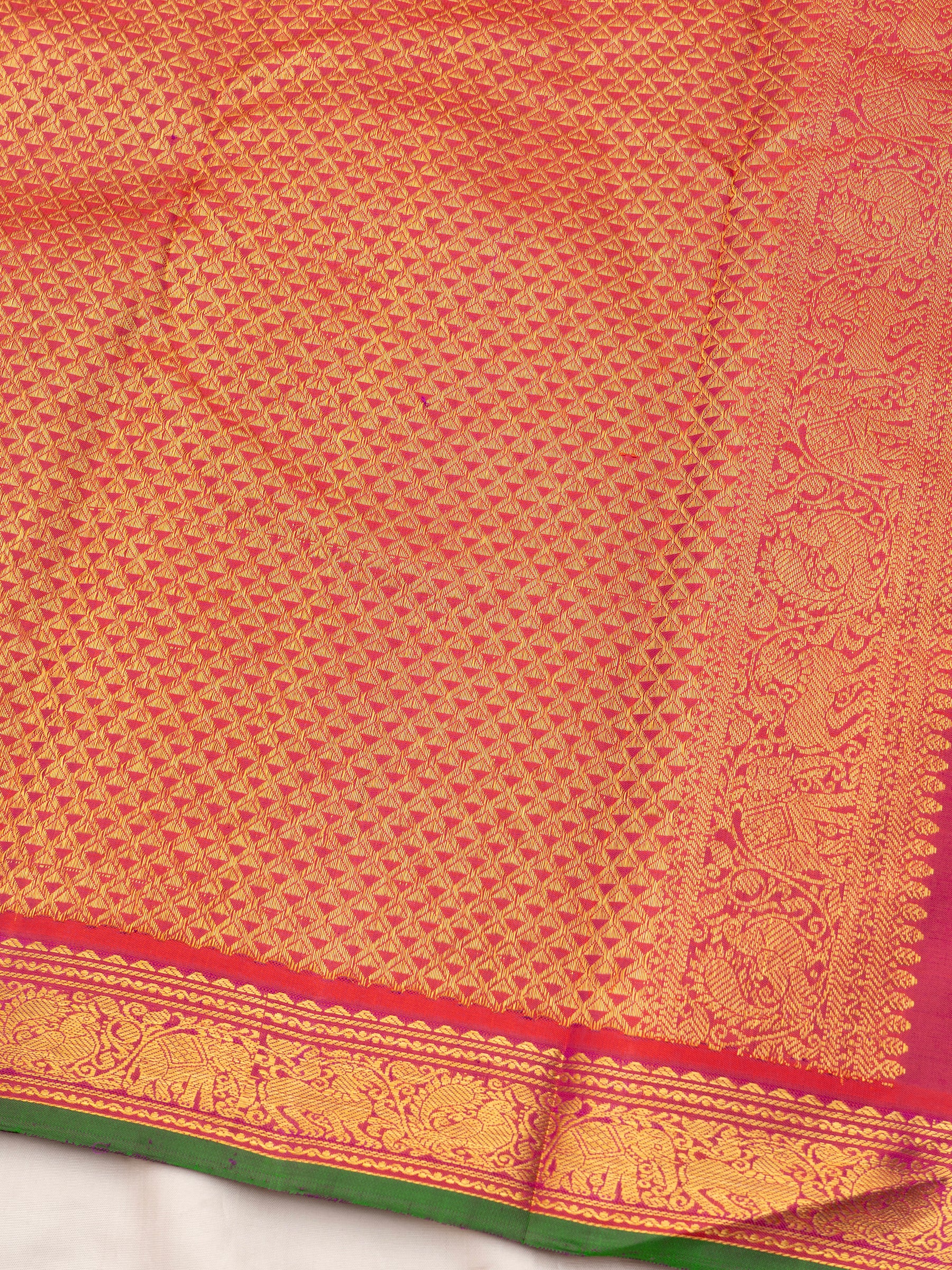 Purplish blue and pink small border/ Arani Silk Saree CLSA9036