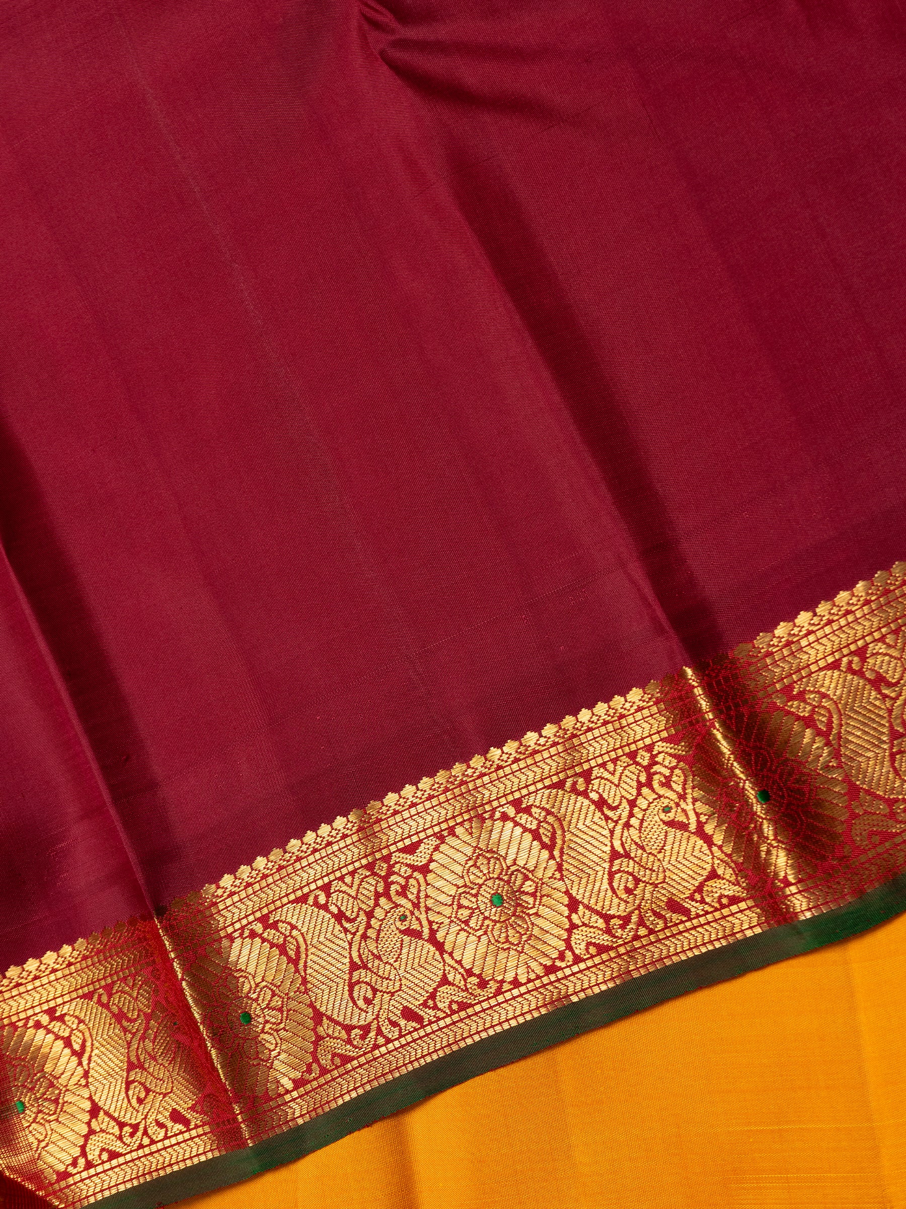 Mango yellow thread Butta / pure Kanjipuram Saree CLSA9279