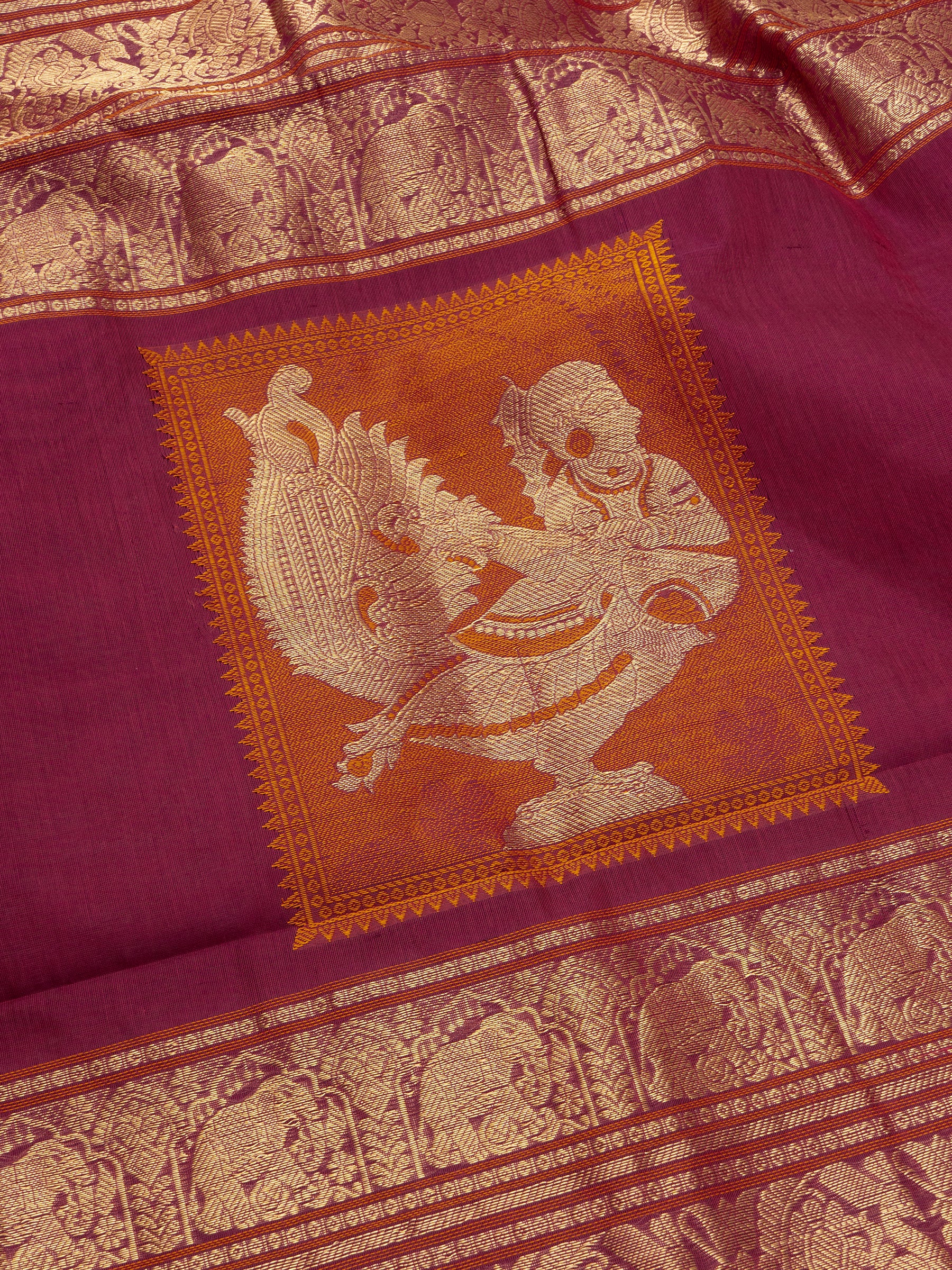 Deep marron unique pallu / Silk Cotton Saree CLSA9584