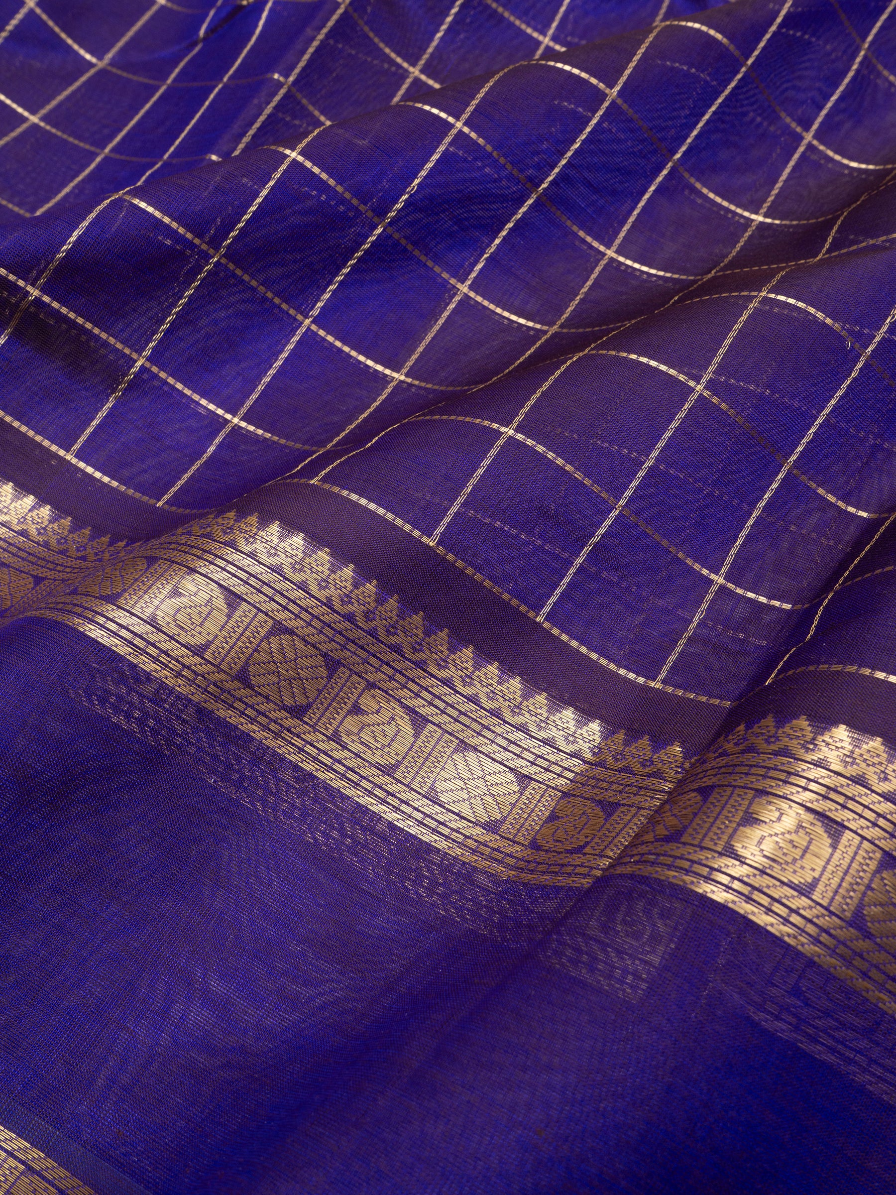 Deep purple kattam rettapet border/ Silk Cotton Saree CLSA9681