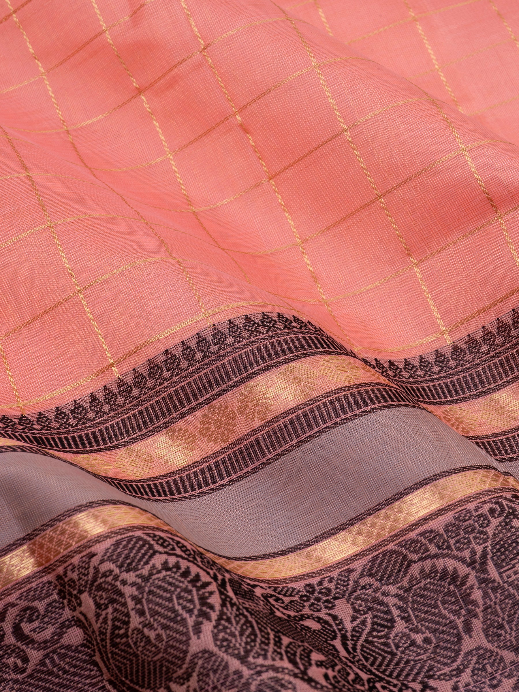 Peach kattam / Silk Cotton Saree CLSA9691
