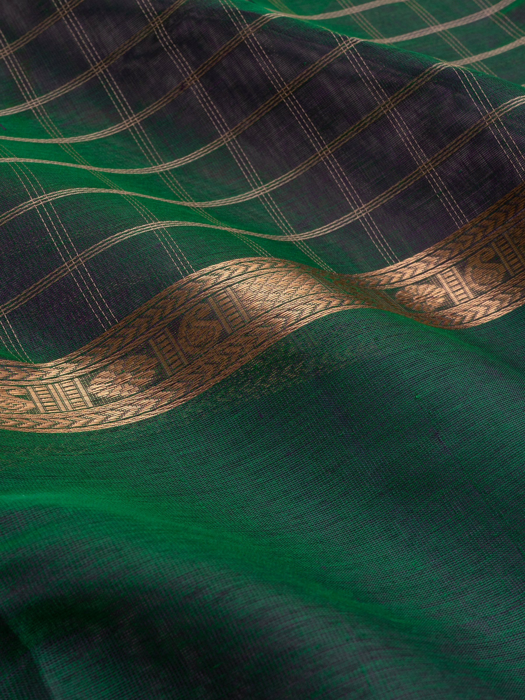 Bottle green kattam/ Silk Cotton Saree CLSA9694