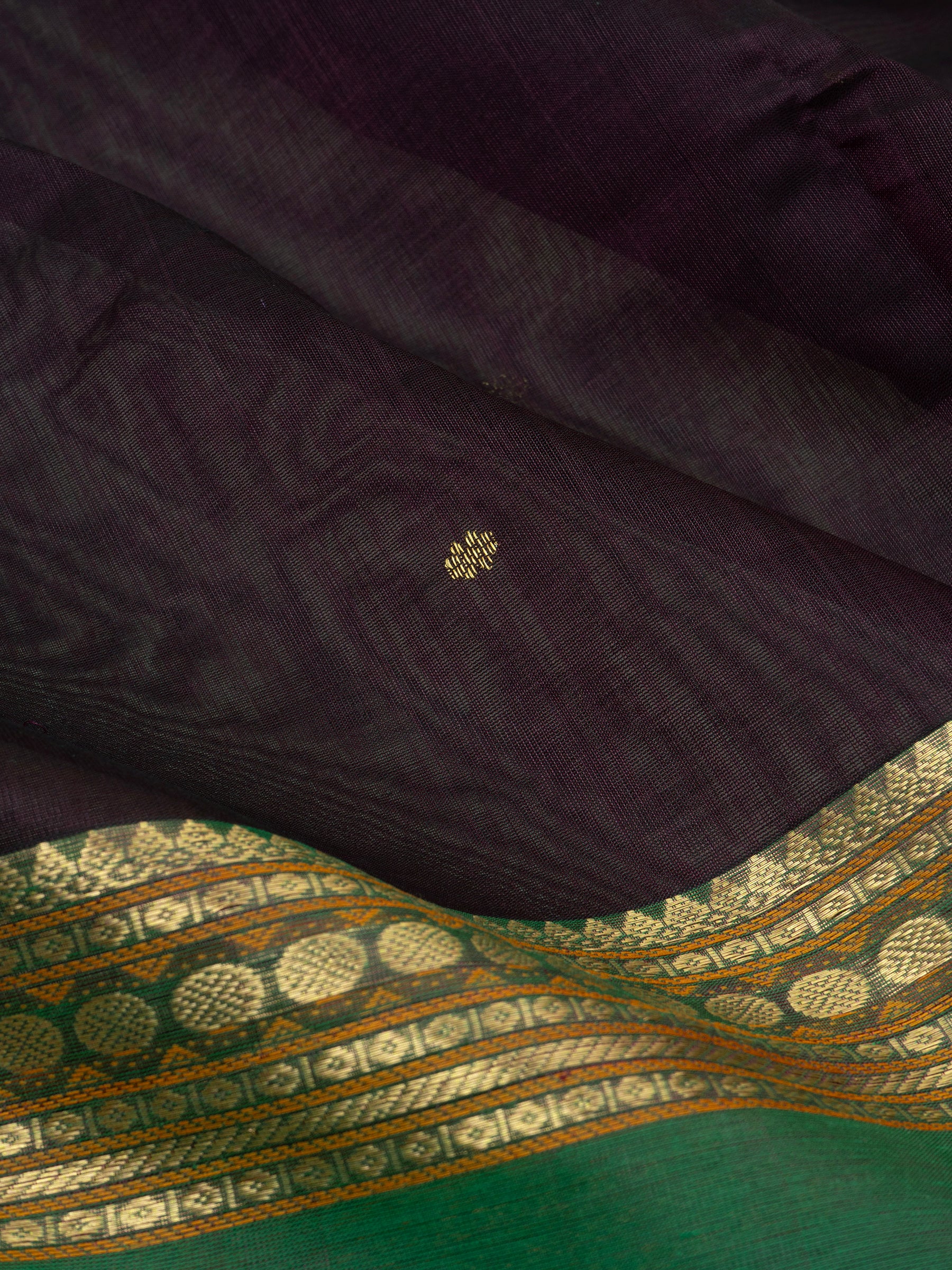 Deep brown rettapet border - Unique pallu/ Silk Cotton Saree CLSA9712