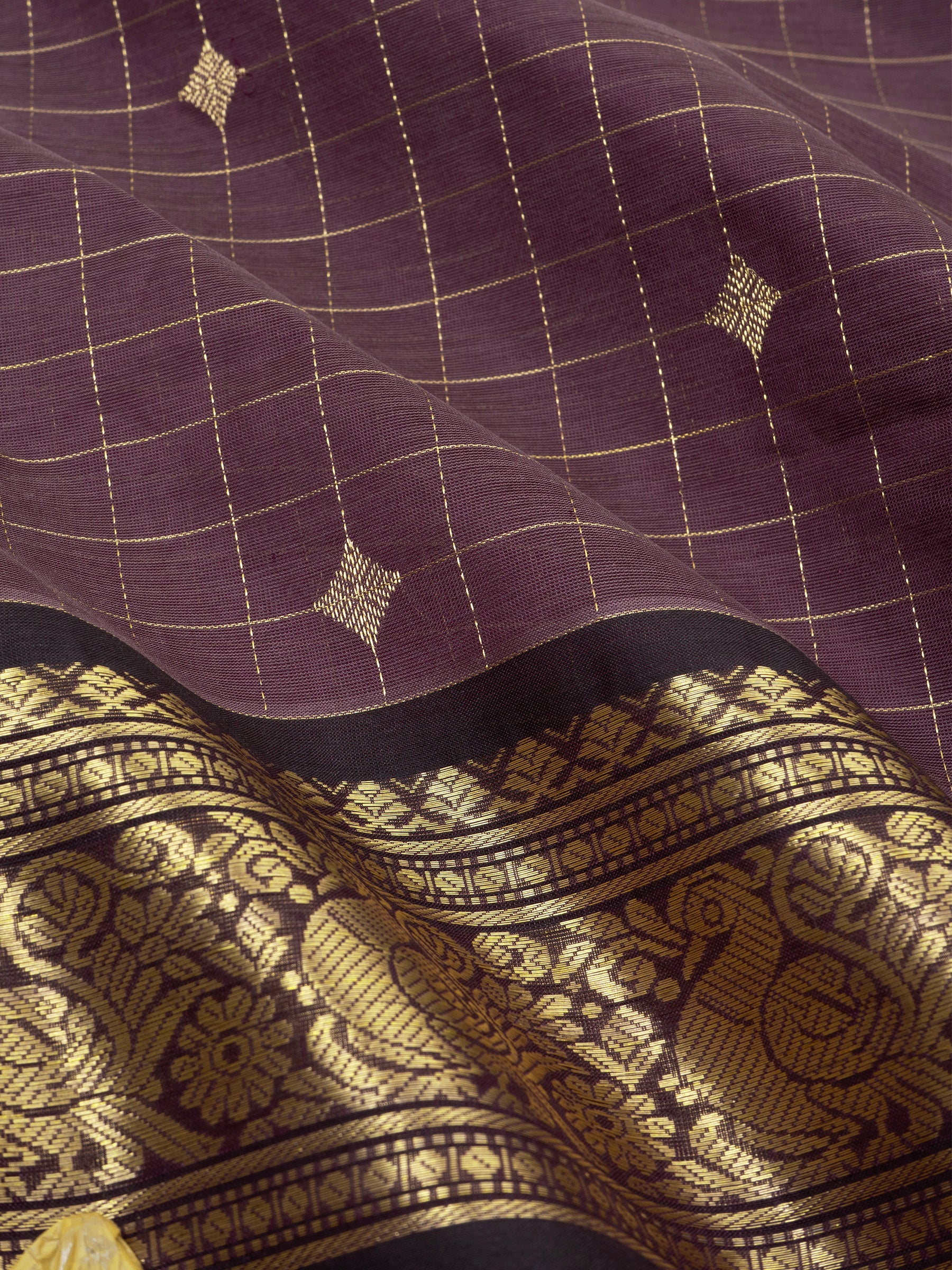 Deep mauve kattam star butta / Silk Cotton Saree CLSA9722