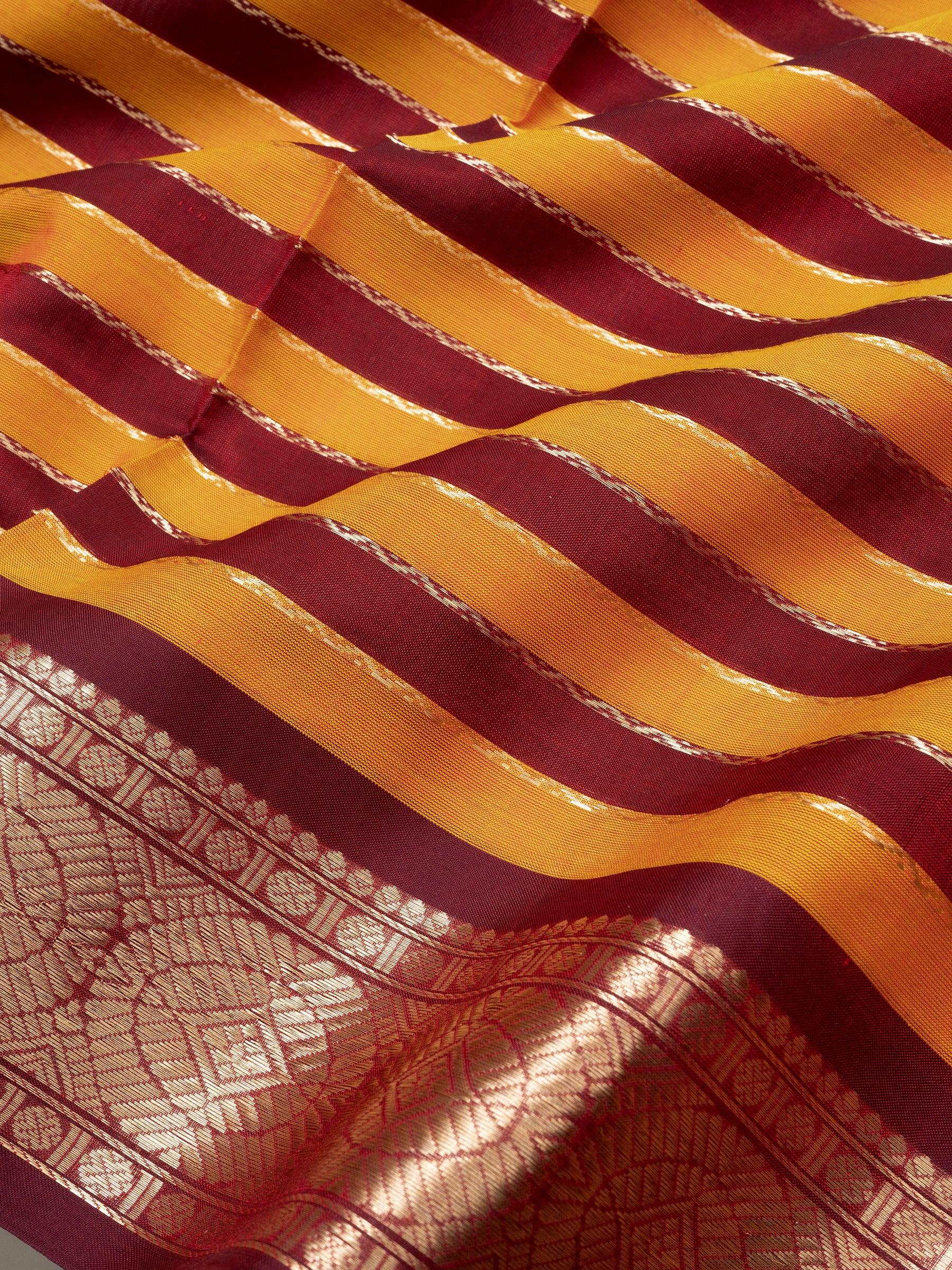 Mustard yellow and araku veldari / Silk Cotton Saree CLSA9744