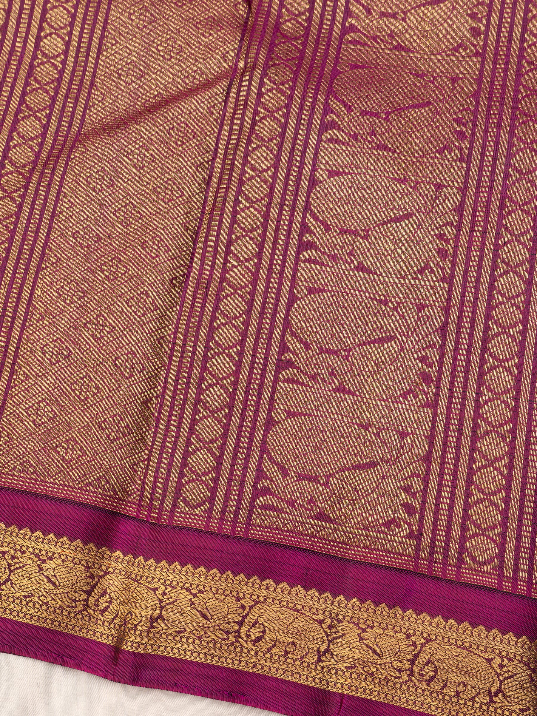 Deep blue and magenta small border/ Kanjipuram Silk Saree CLSA9774
