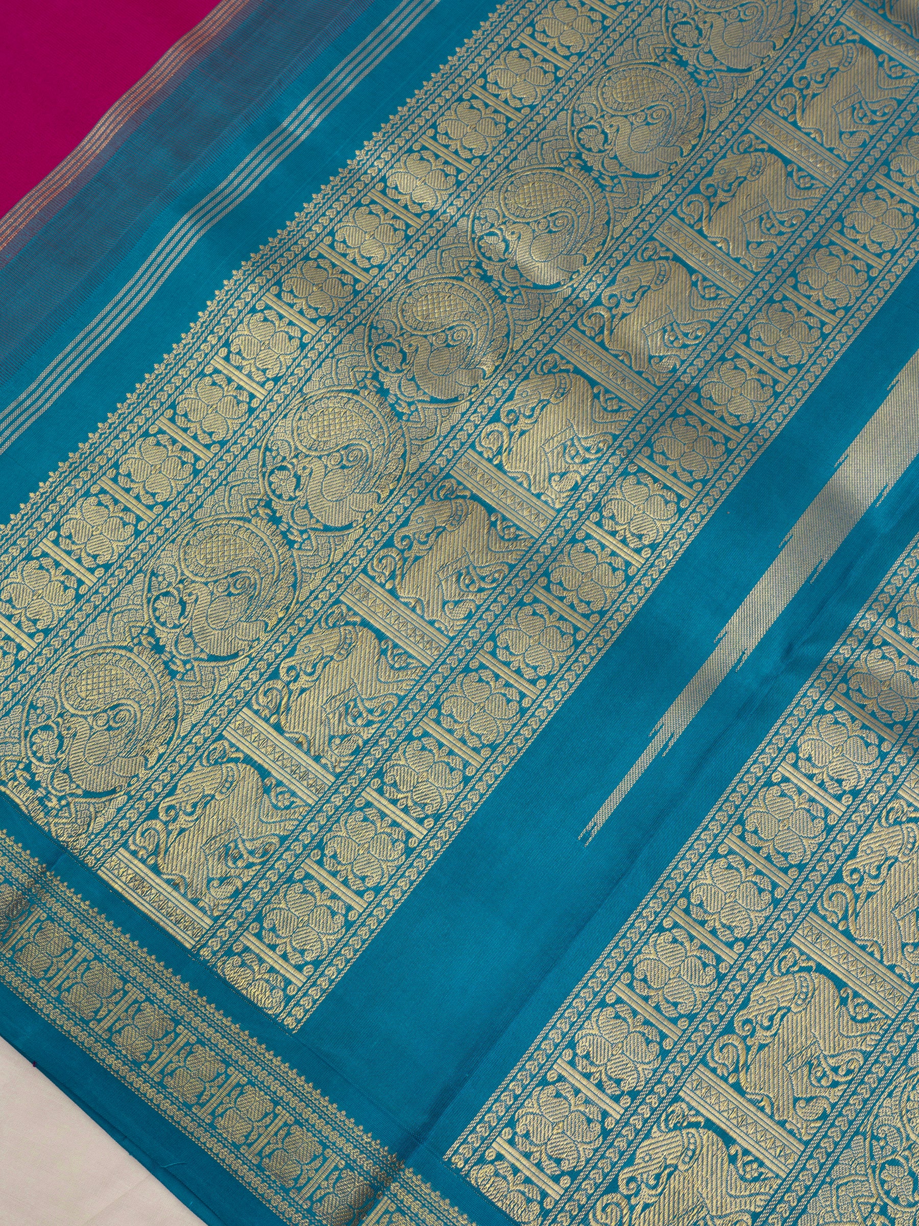 Panner roja pink and turquoise blue bettu butta/ Special Edition Silk CLSA9834