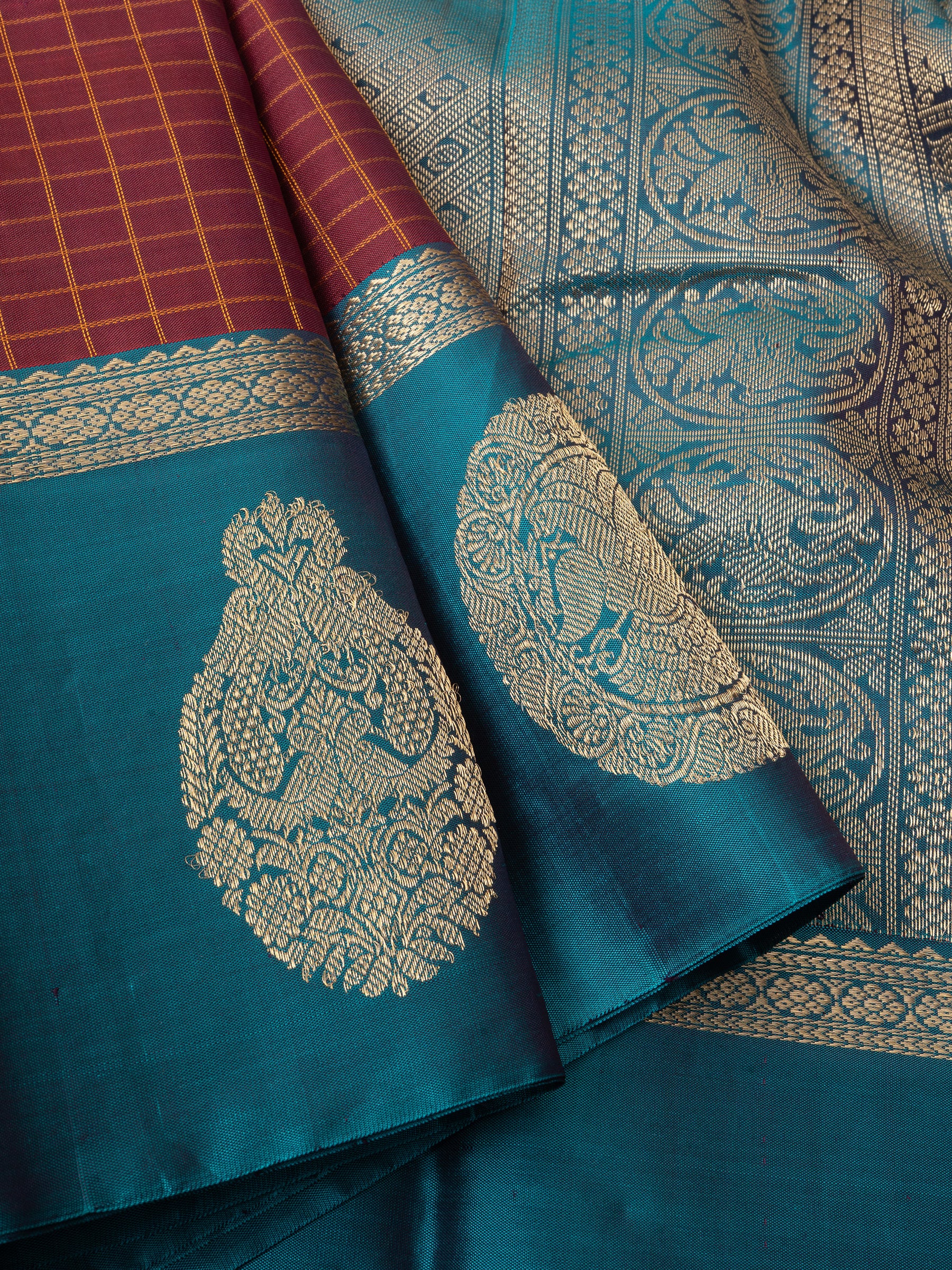 Deep Araku and rama green border butta/ special edition kanjipuram silk CLSA983