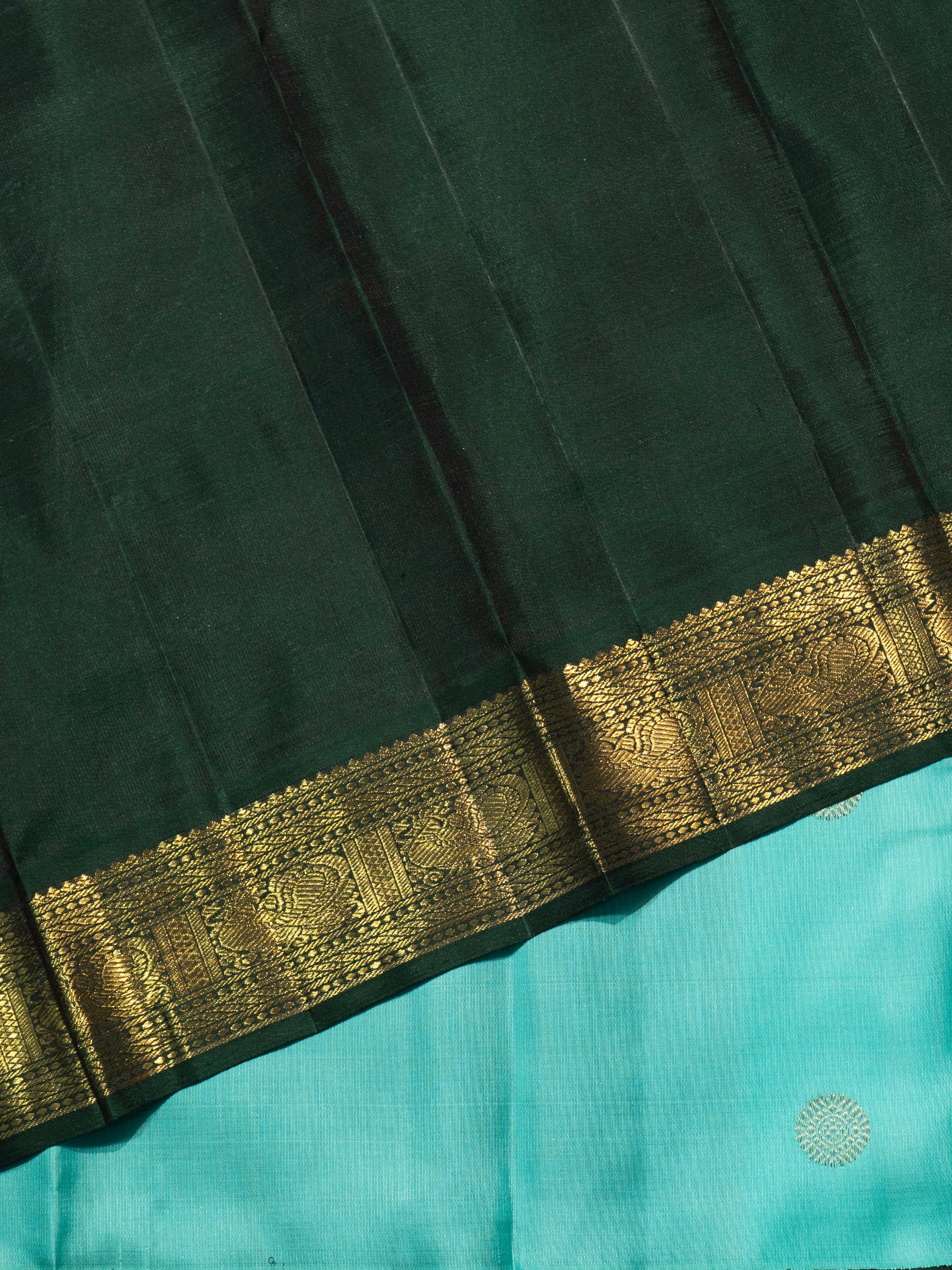 Aqua blue green Korvai / Kanjivaram Saree CLSA