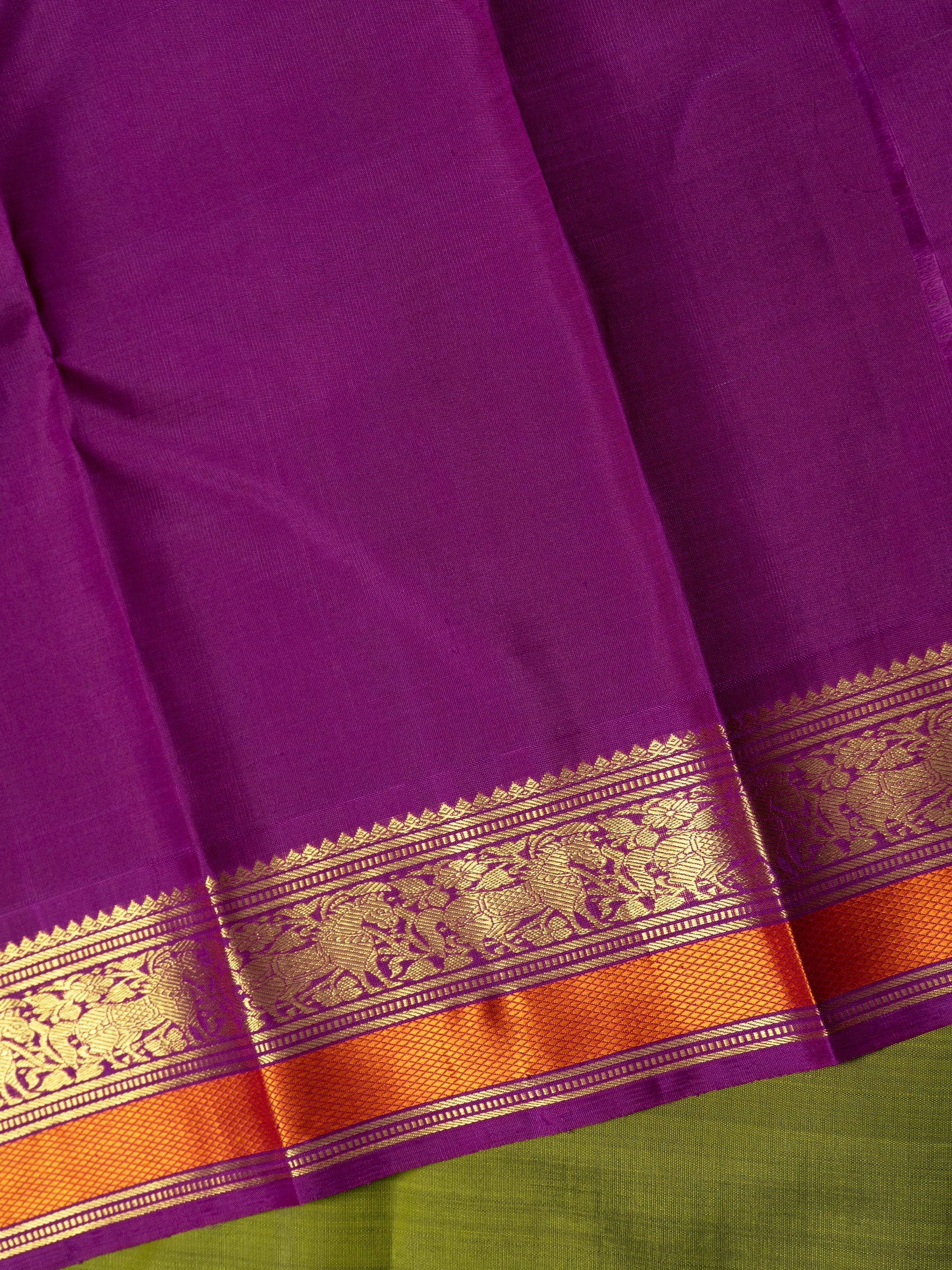 Olive green Korvai Kanjipuram Saree CLSA9492