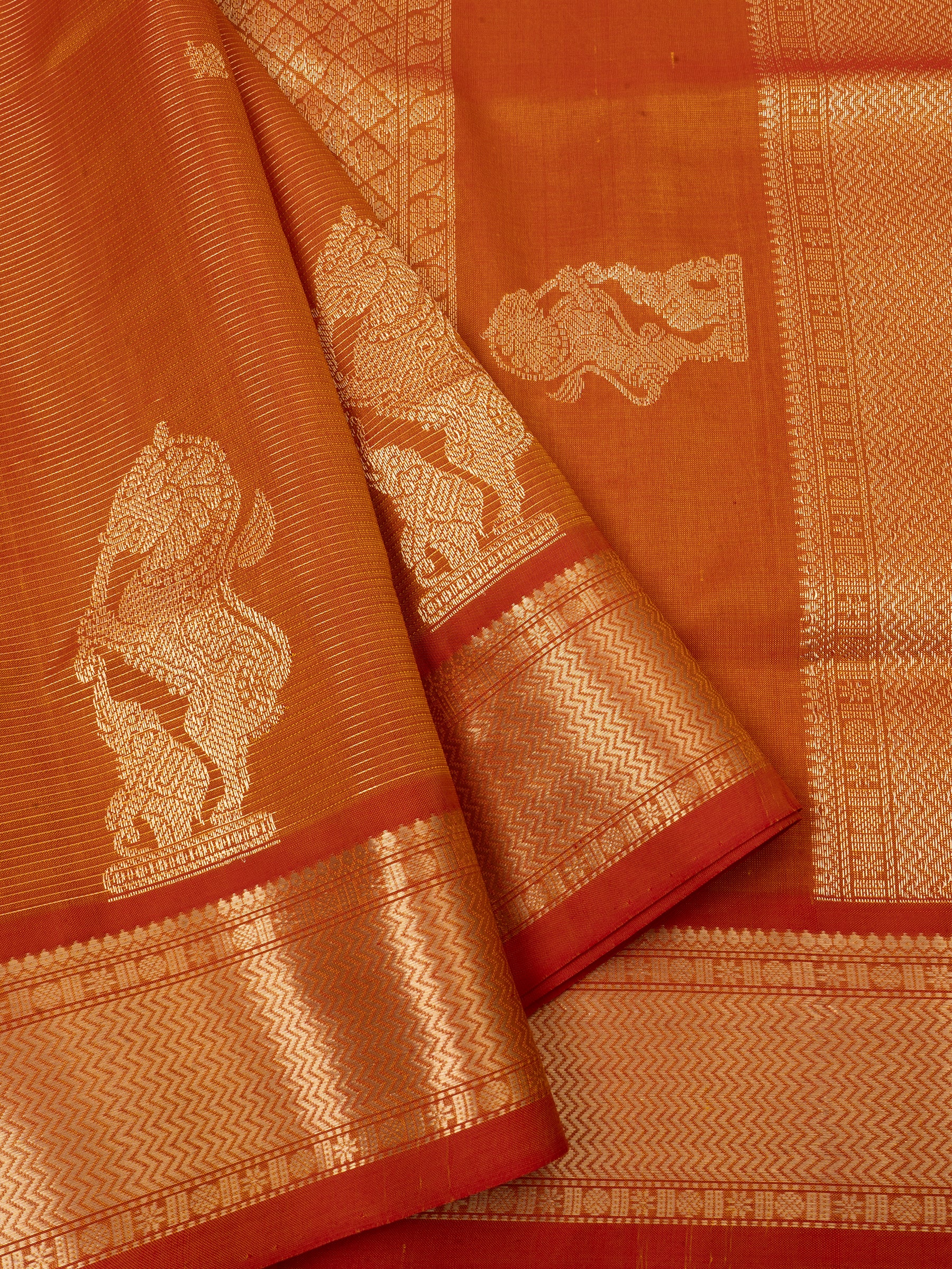 Rustic orange yazhi bettu butta/ Premium Silk Cotton CLSA5734