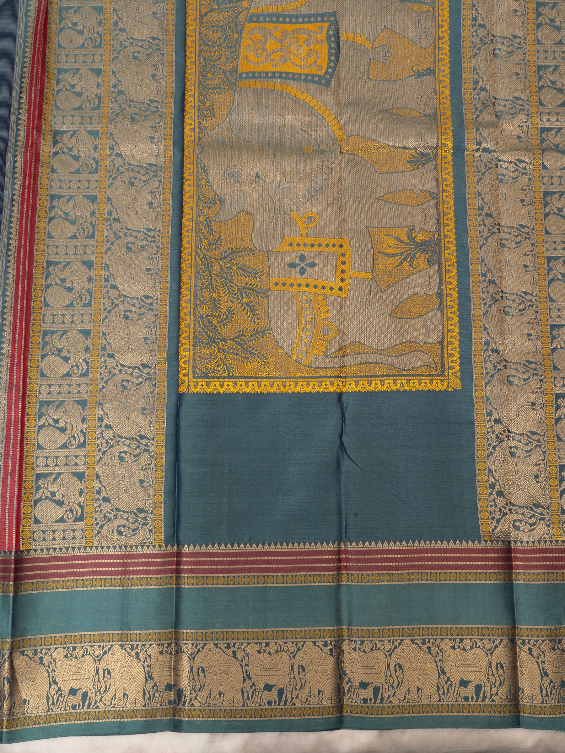 Deep blue and rama blue unique pallu / special edition kanjipuram silk CLSA6949