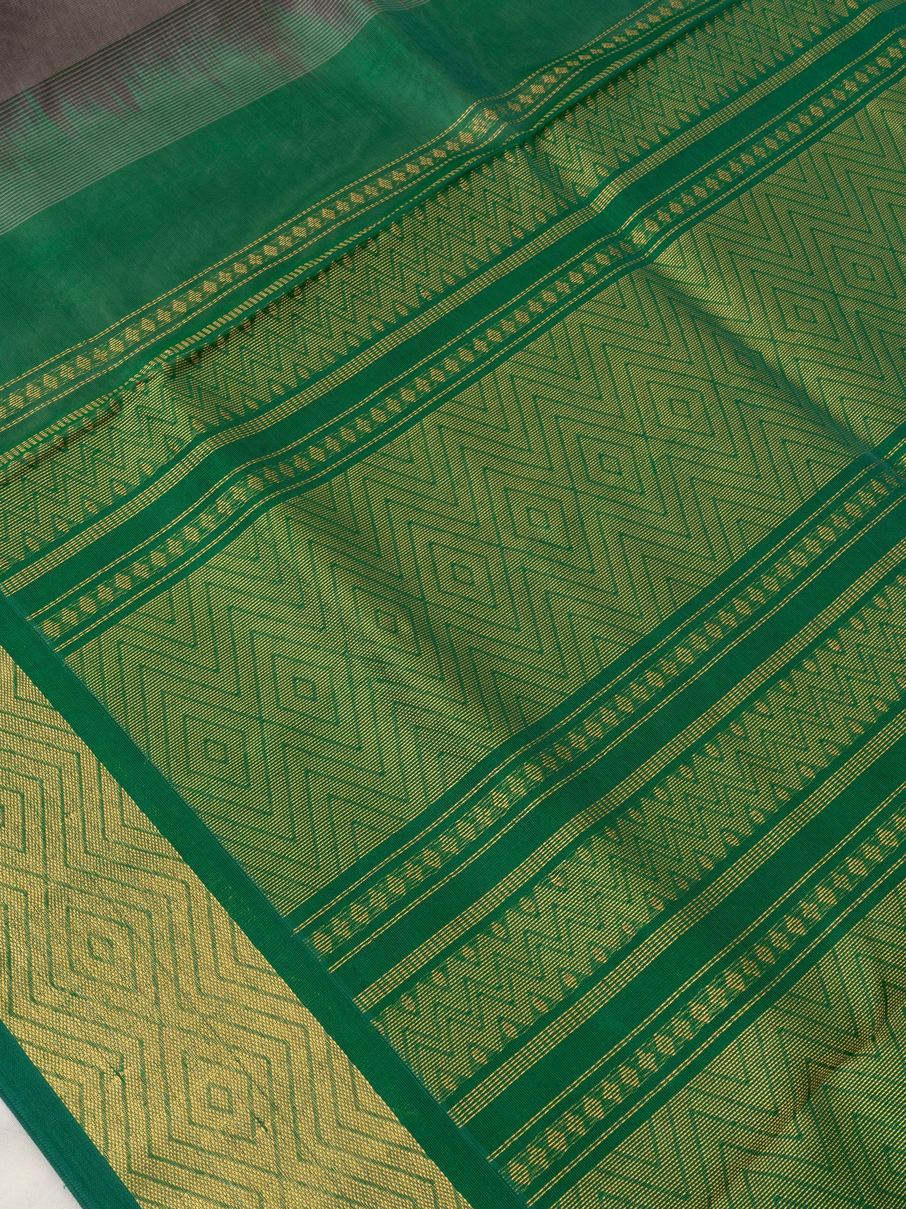 Grey and green / Silk Cotton Saree CLSA6063