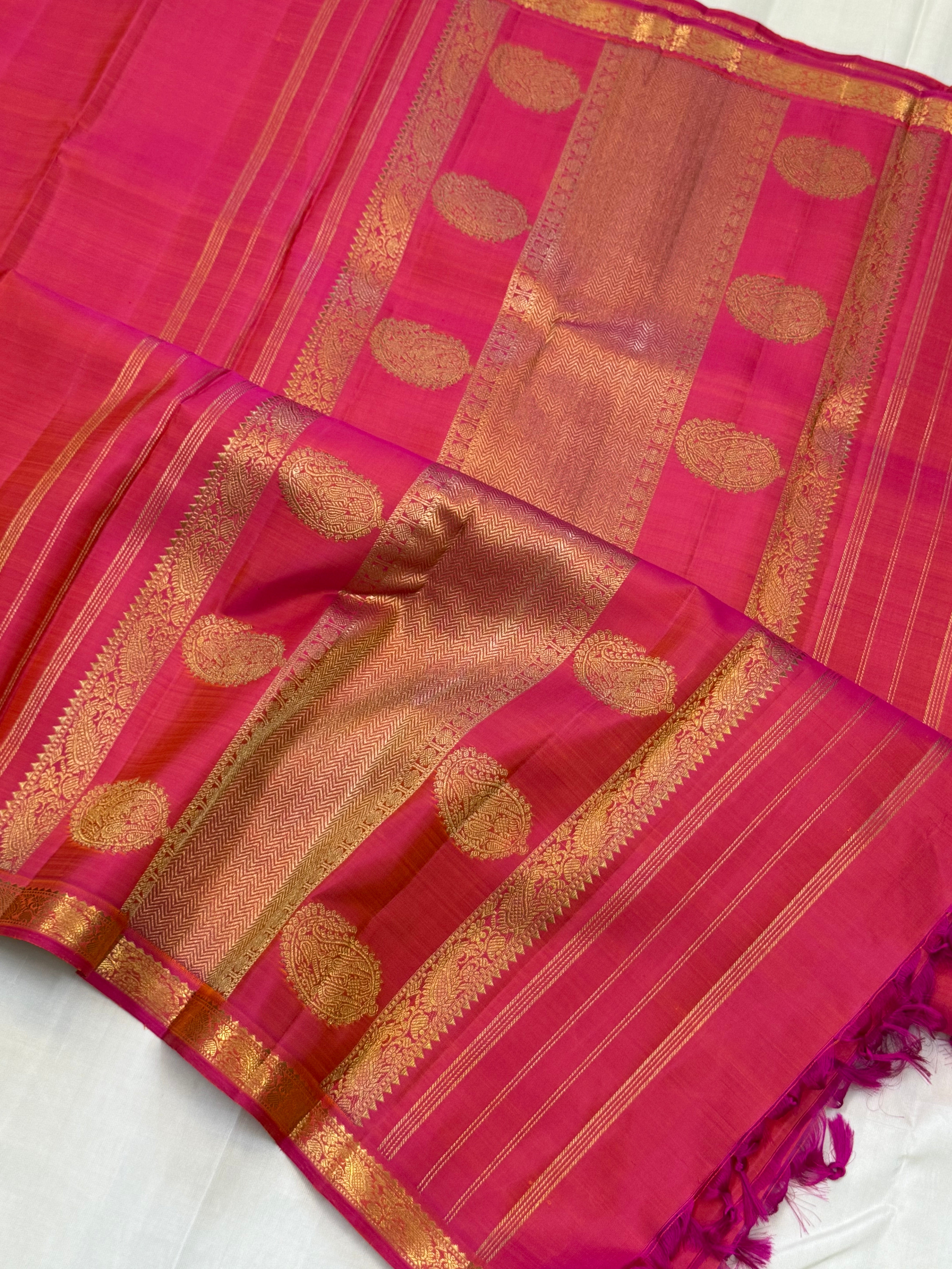 Peach pink 2g simple Kanjipuram silk CLSA11017