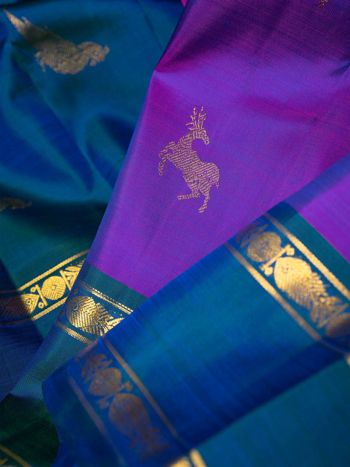 Vadamalli deer Butta with retta pet border Kanjipuram Silk Saree CLSA10754