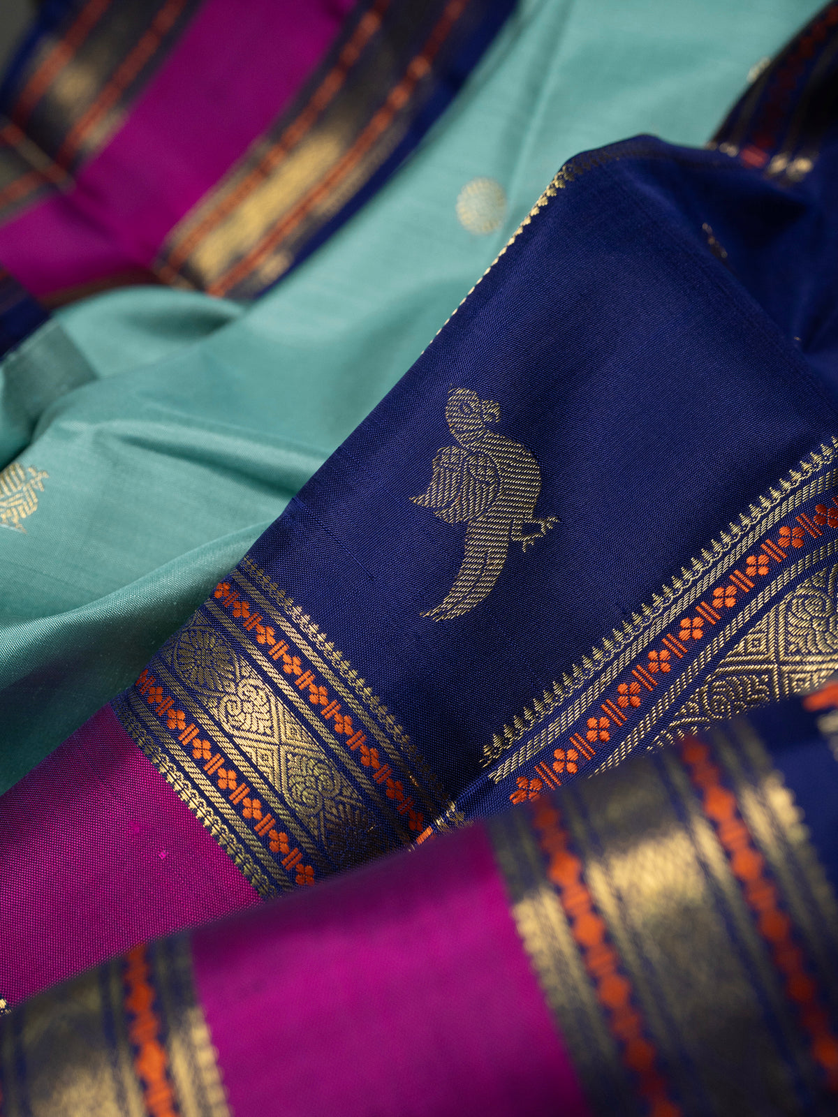 Powder blue retta pet pure Kanjipuram Silk Saree CLSA10976