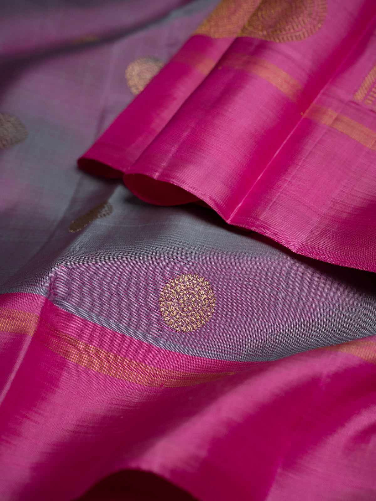 Lavnder pink bodi karai pure Kanjipuram Silk Saree CLSA11217