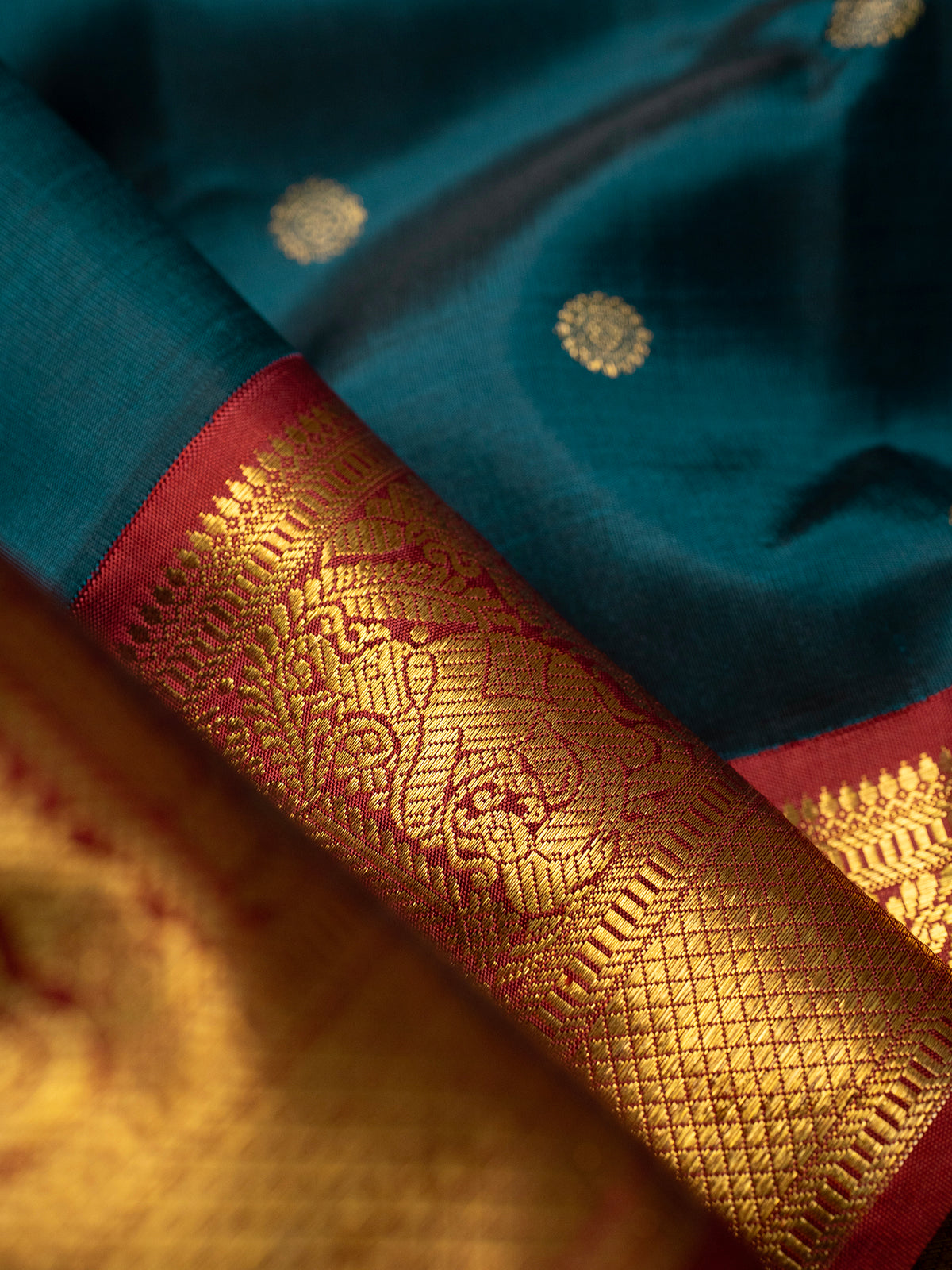 Rama green color Korvai /Kanjipuram Silk Saree CLSA11337
