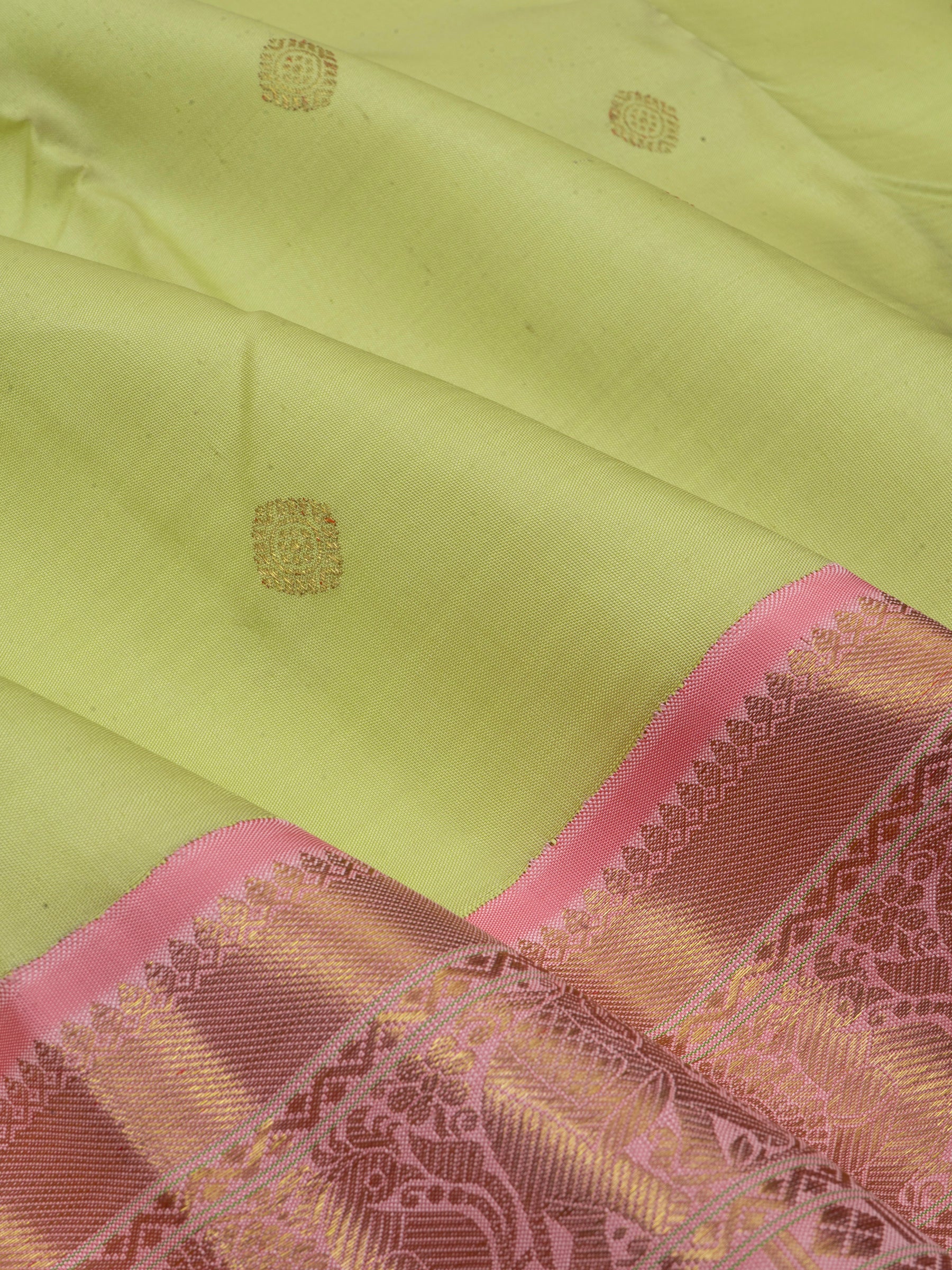 Pista green and pink / Kanjipuram silk Saree CLSA244