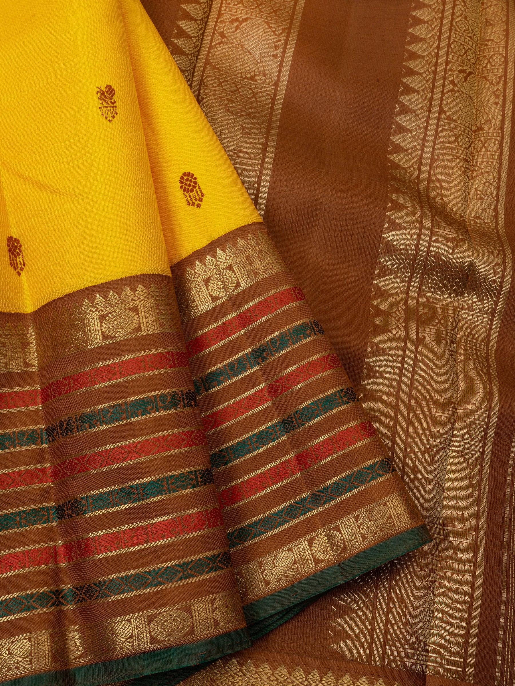 Mustard yellow varisapet border/ Kanjipuram silk Saree CLSA2474