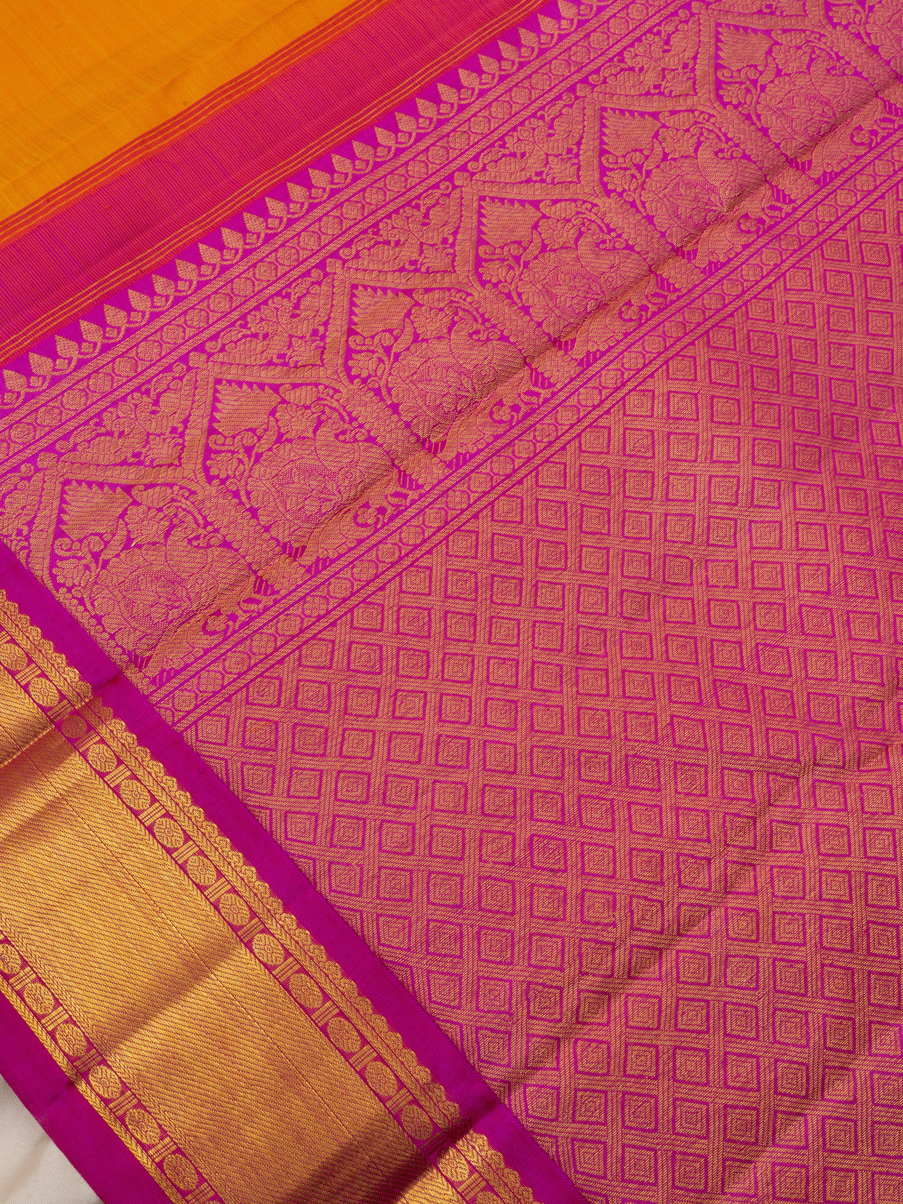 Mango yellow with pink / Arani Silk Saree CLSA6689