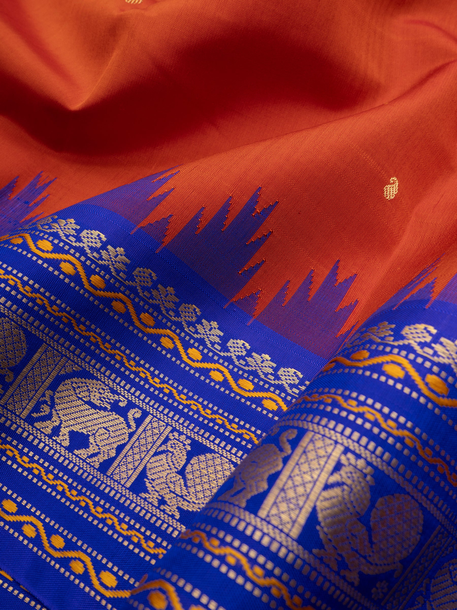 Rustic orange and ink blue / Special Edition Silk CLSA10199