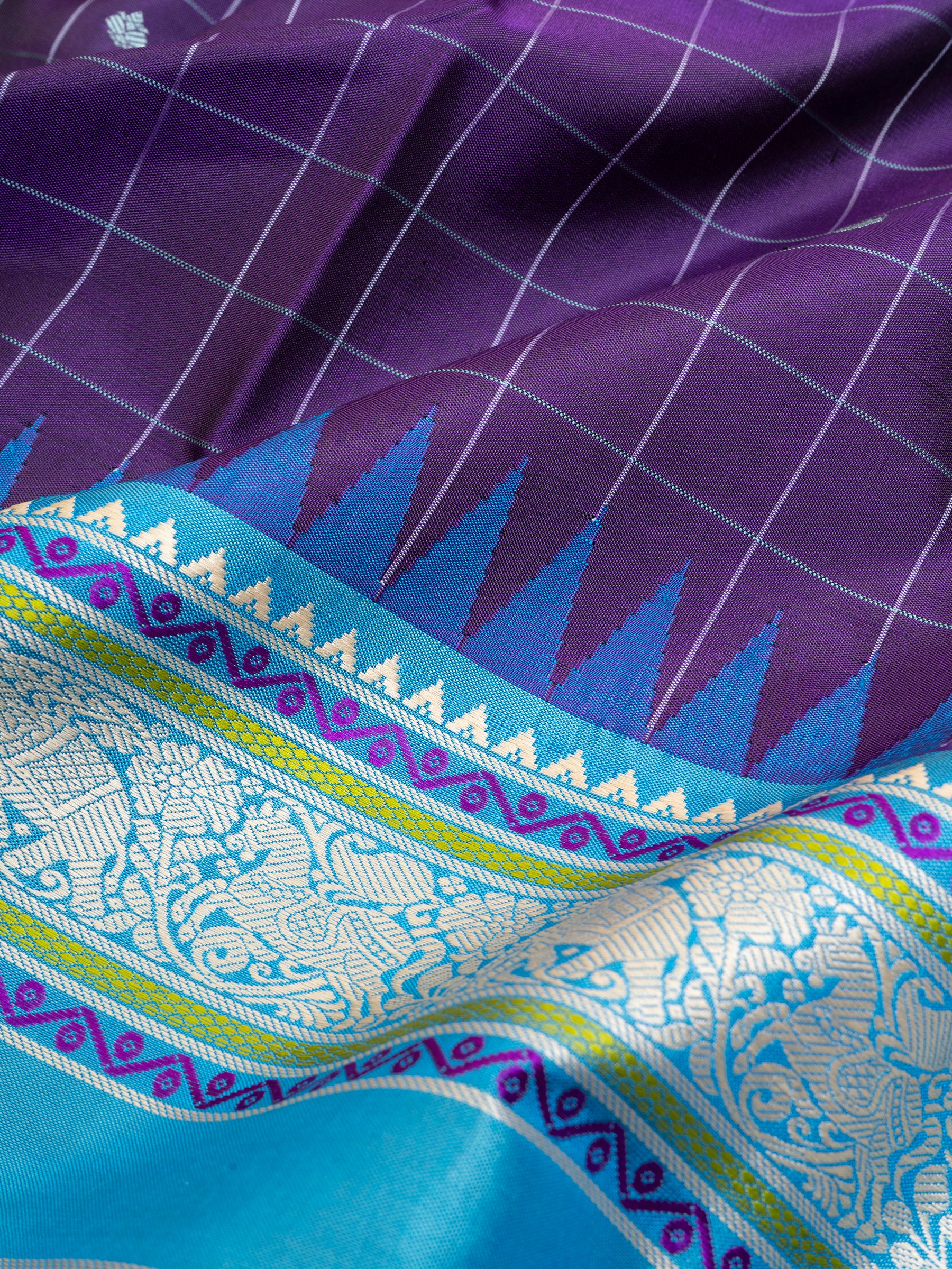 Purple and anandha blue kattam / Special Edition Silk CLSA3859