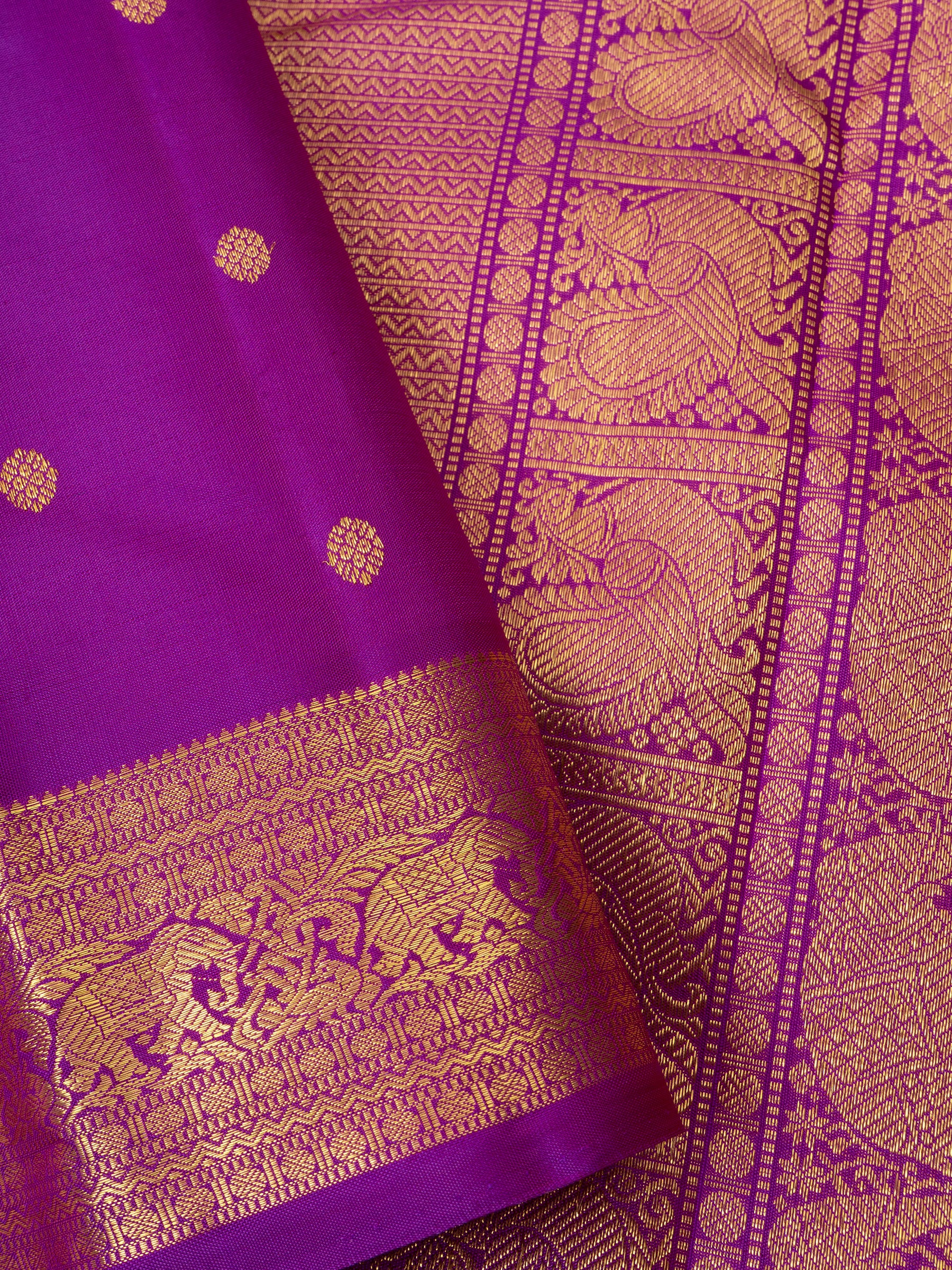 Magenta pink geeti border/Kanjipuram silk Saree