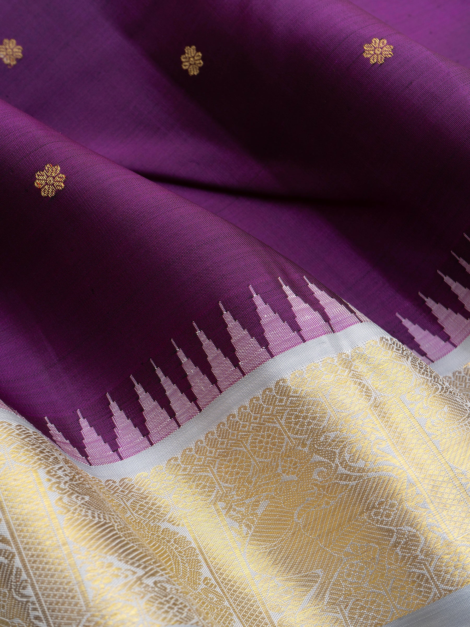 Aubergine colour Korvai / Kanjipuram silk Saree CLSA