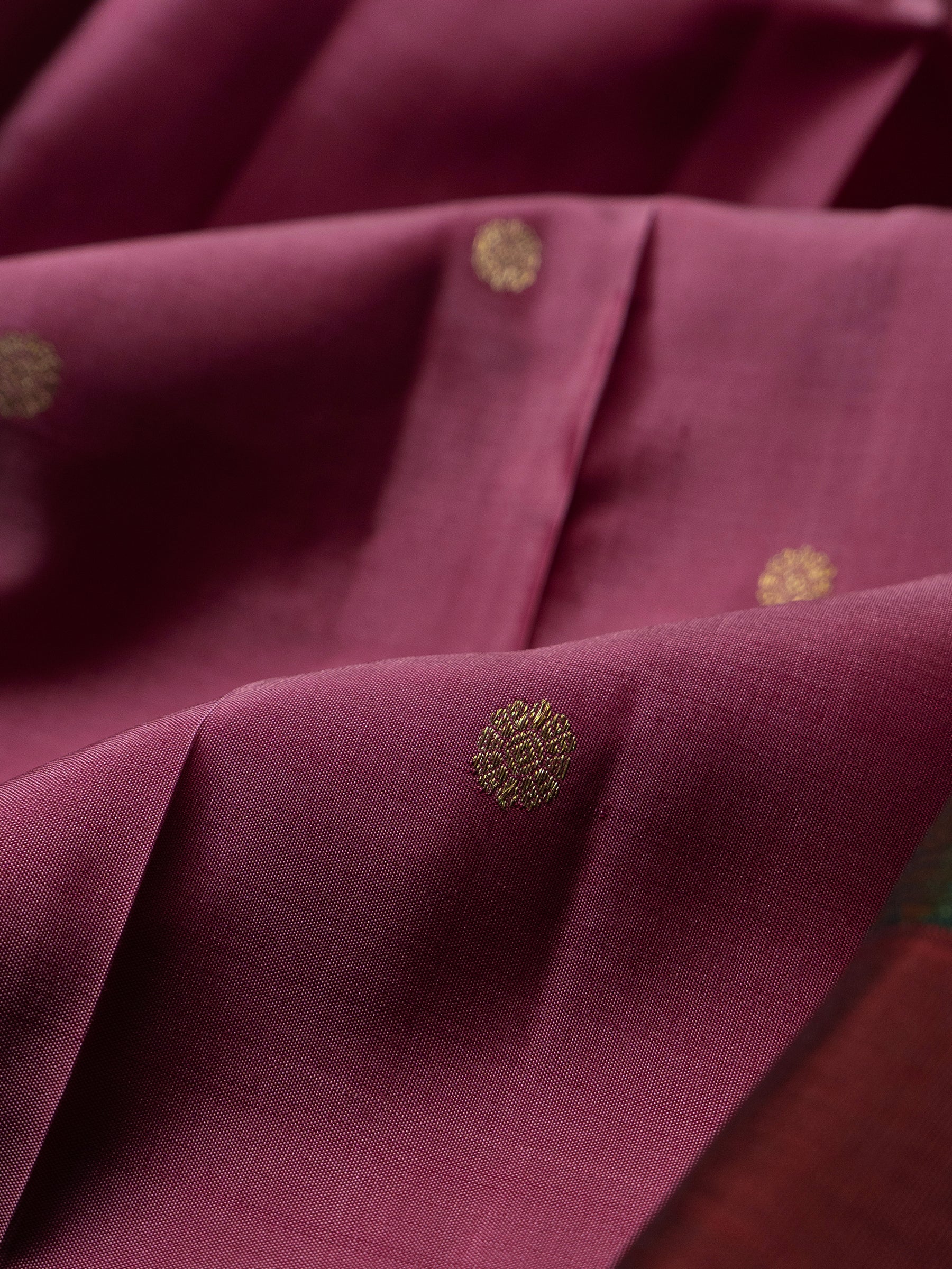 Onion pink and green rettapet border kai korvai/ Kanjipuram Silk Saree CLSA