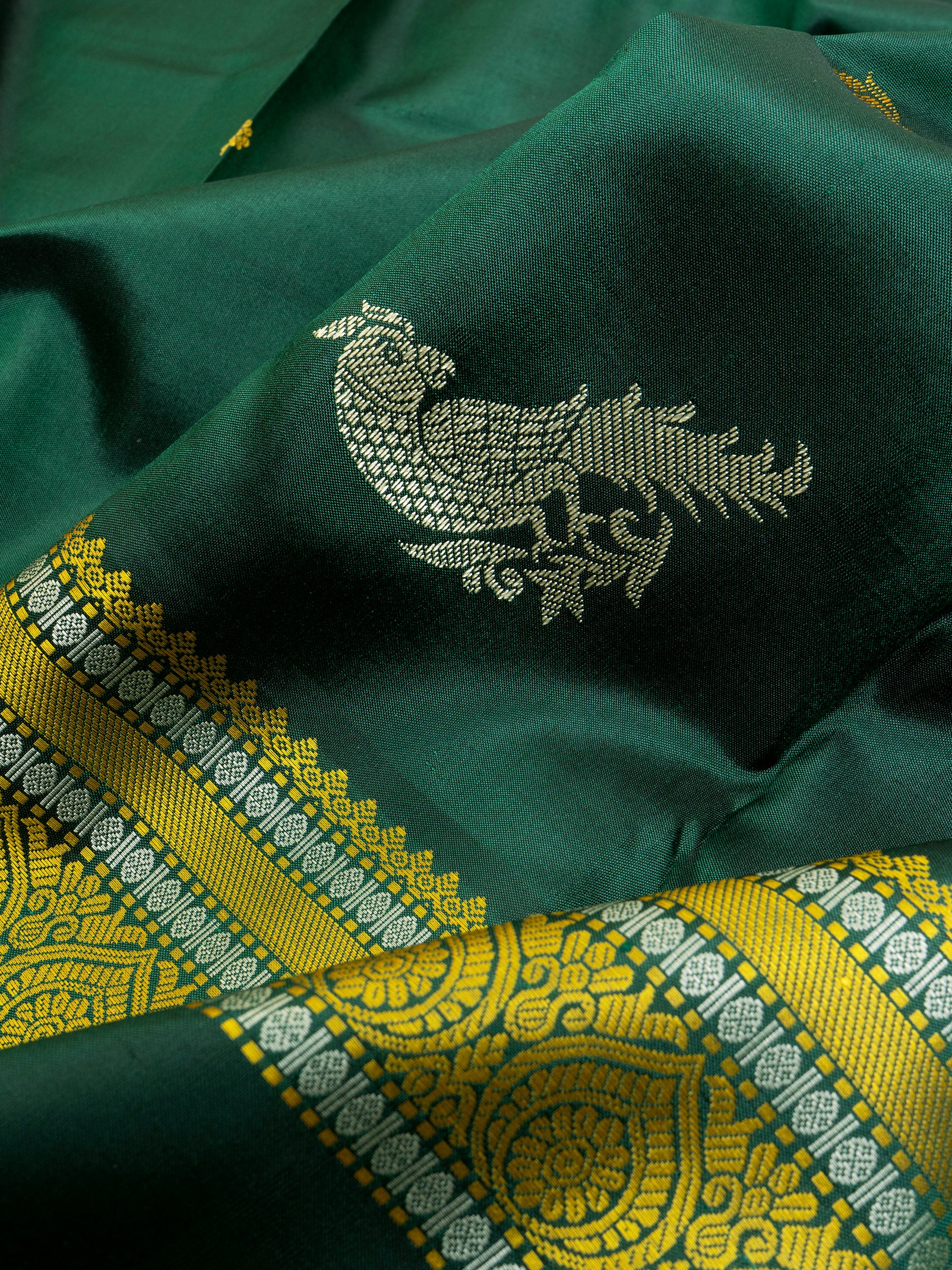 Green rettapet border killi pallu /Special Edition Silk CLSA4734