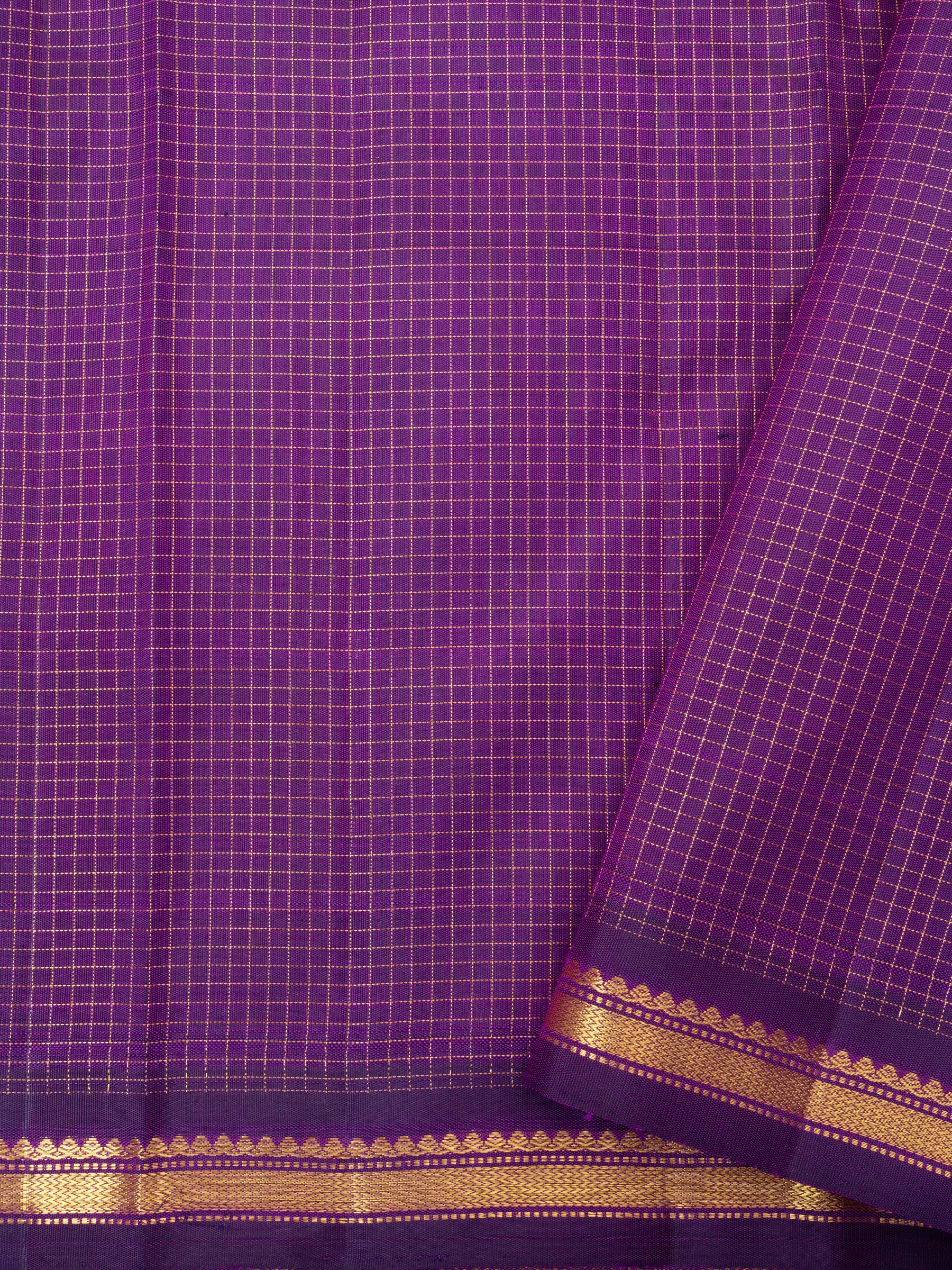 Vadamalli zari checks and butta small border/ Kanjipuram Silk Saree CLSA4913