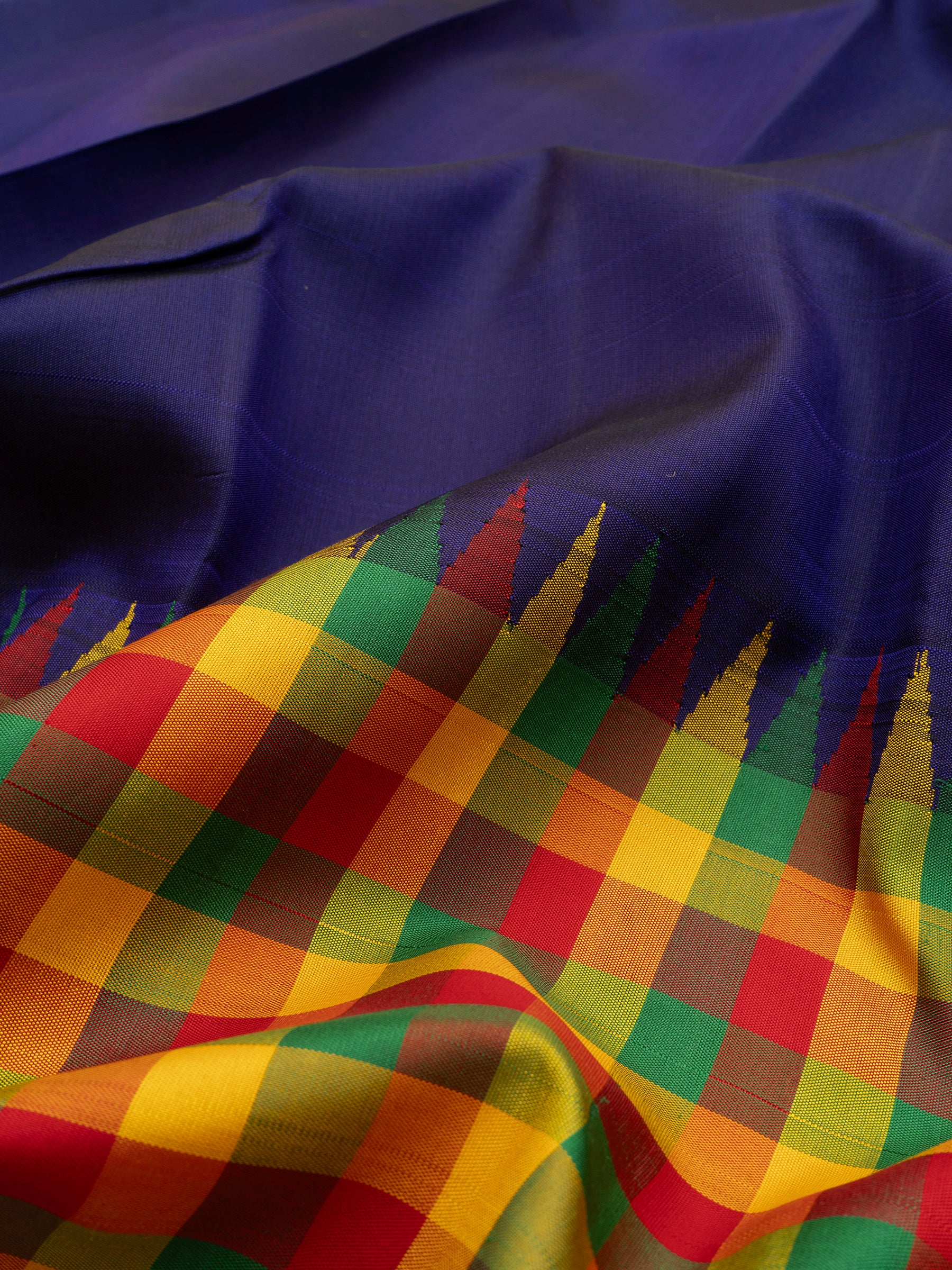 Deep purple paalum pazhamum checks border pallu / Arani Silk Saree CLSA5073