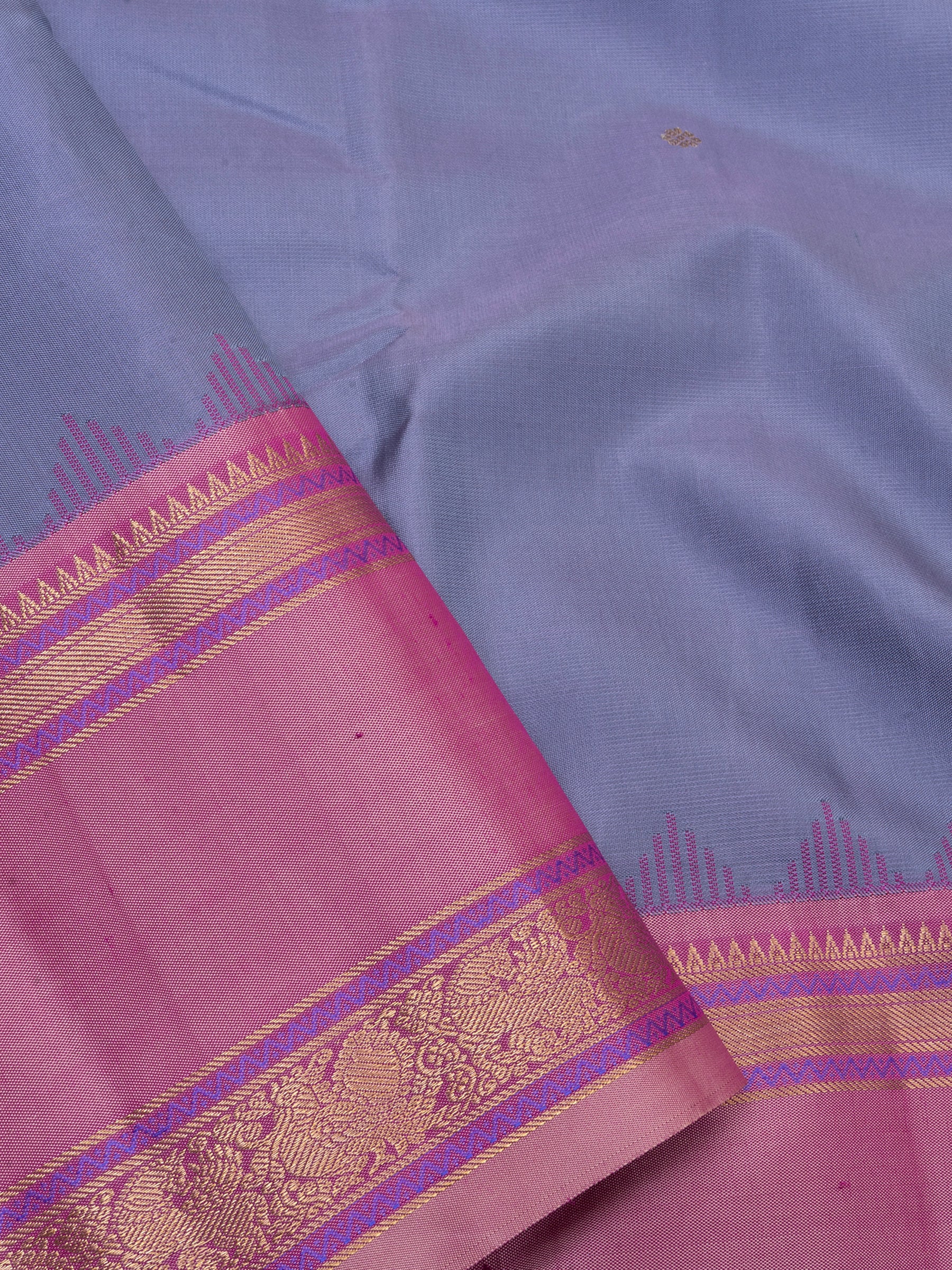 Grey and pink rettapet border/ special edition kanjipuram silk CLSA5161
