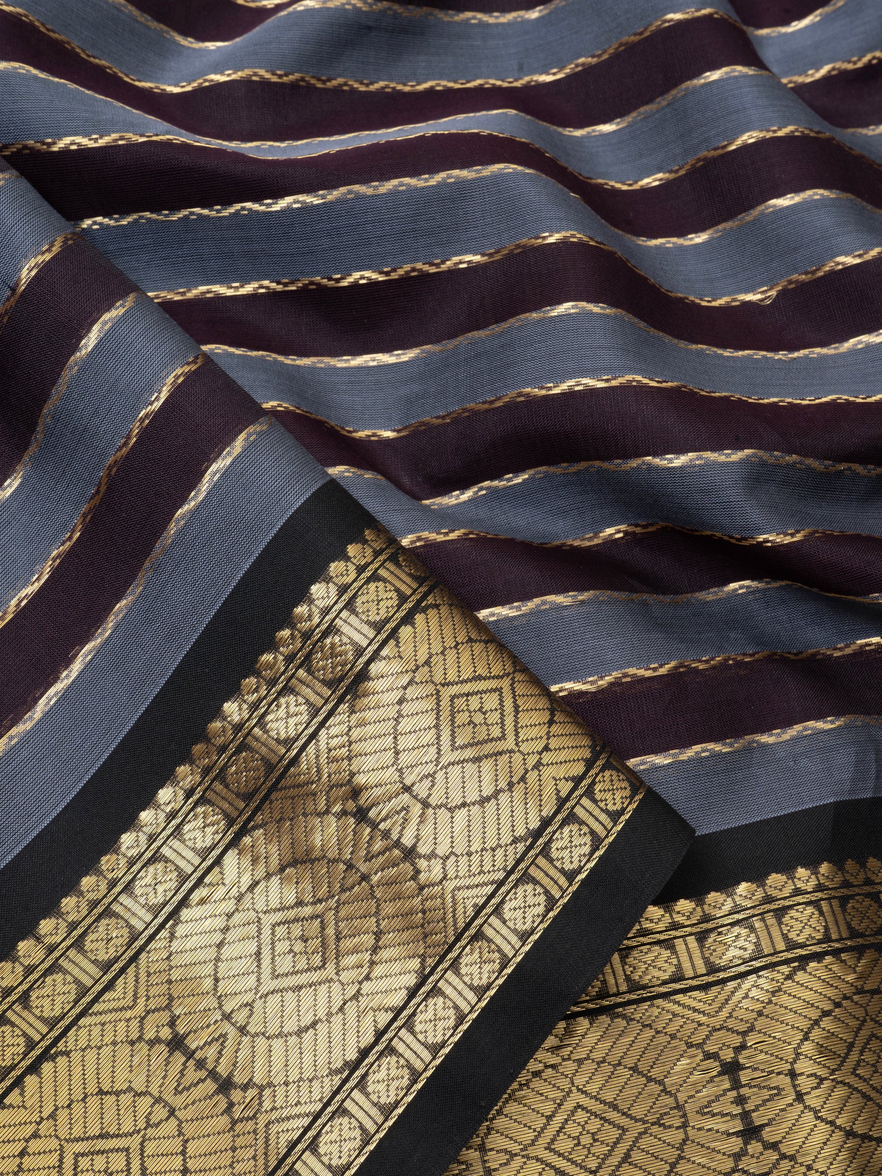 Veldhari grey and brown / Silk Cotton Saree CLSA