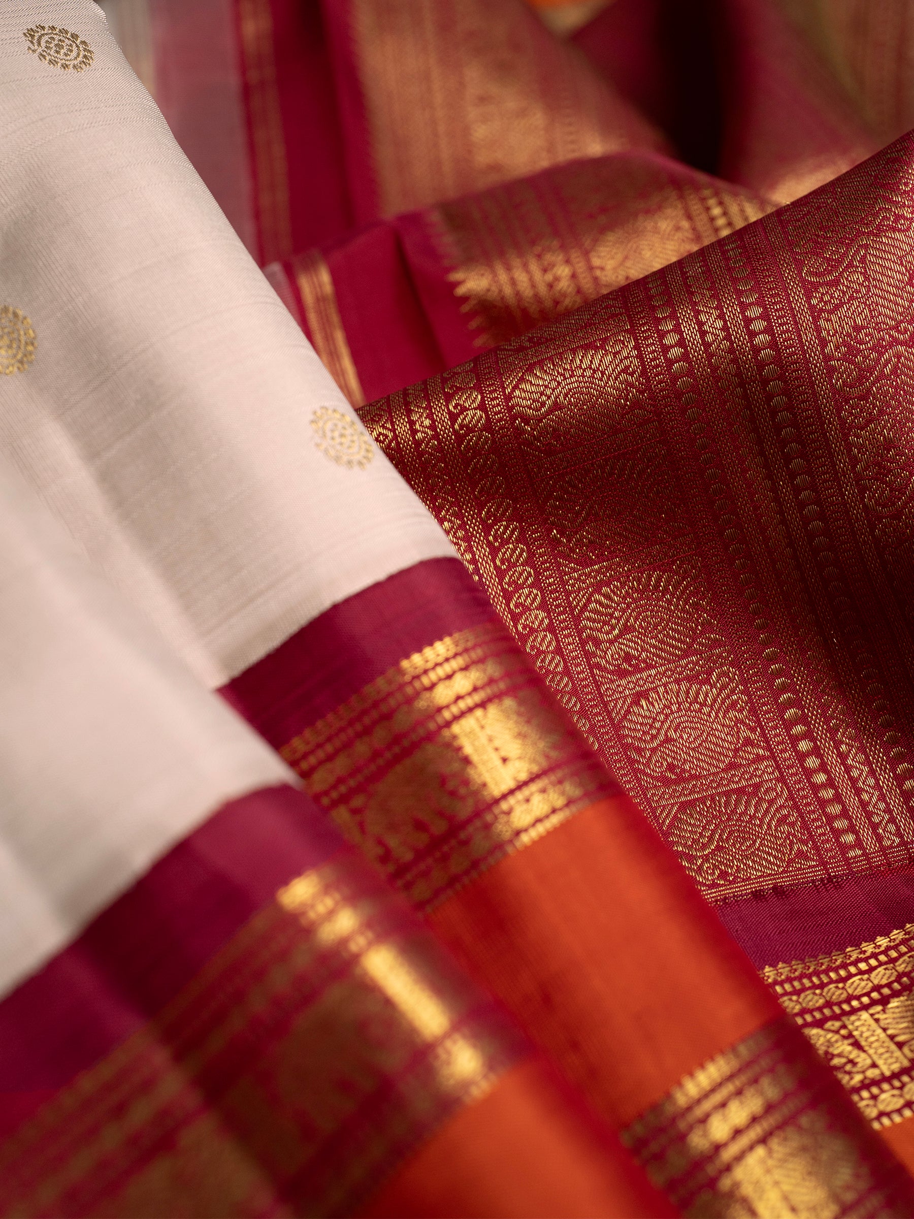 Cream retta pet korvai Kanjipuram Silk Saree CLSA10373