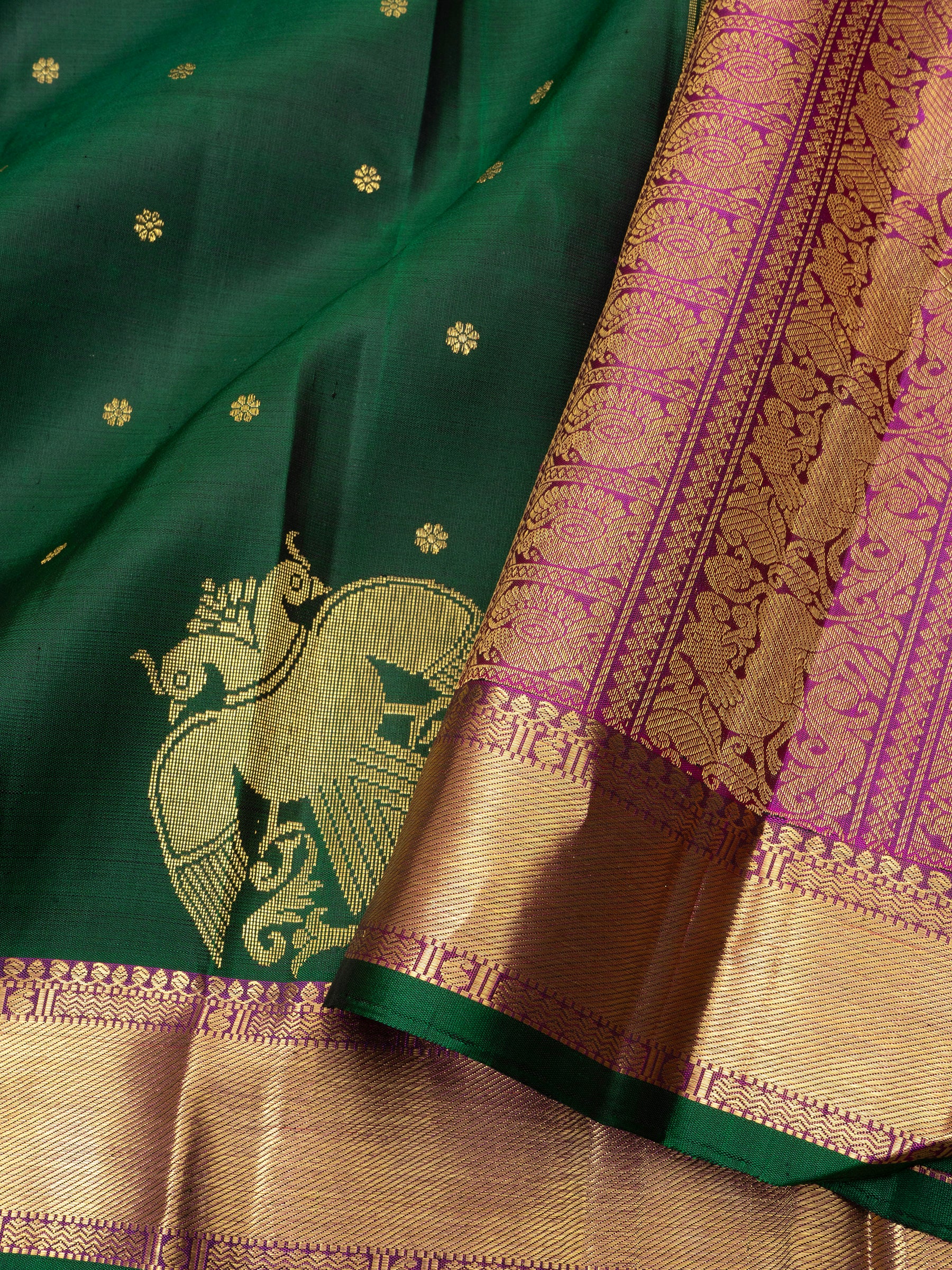 Dark green corner Butta / Kanjipuram Saree CLSA6267