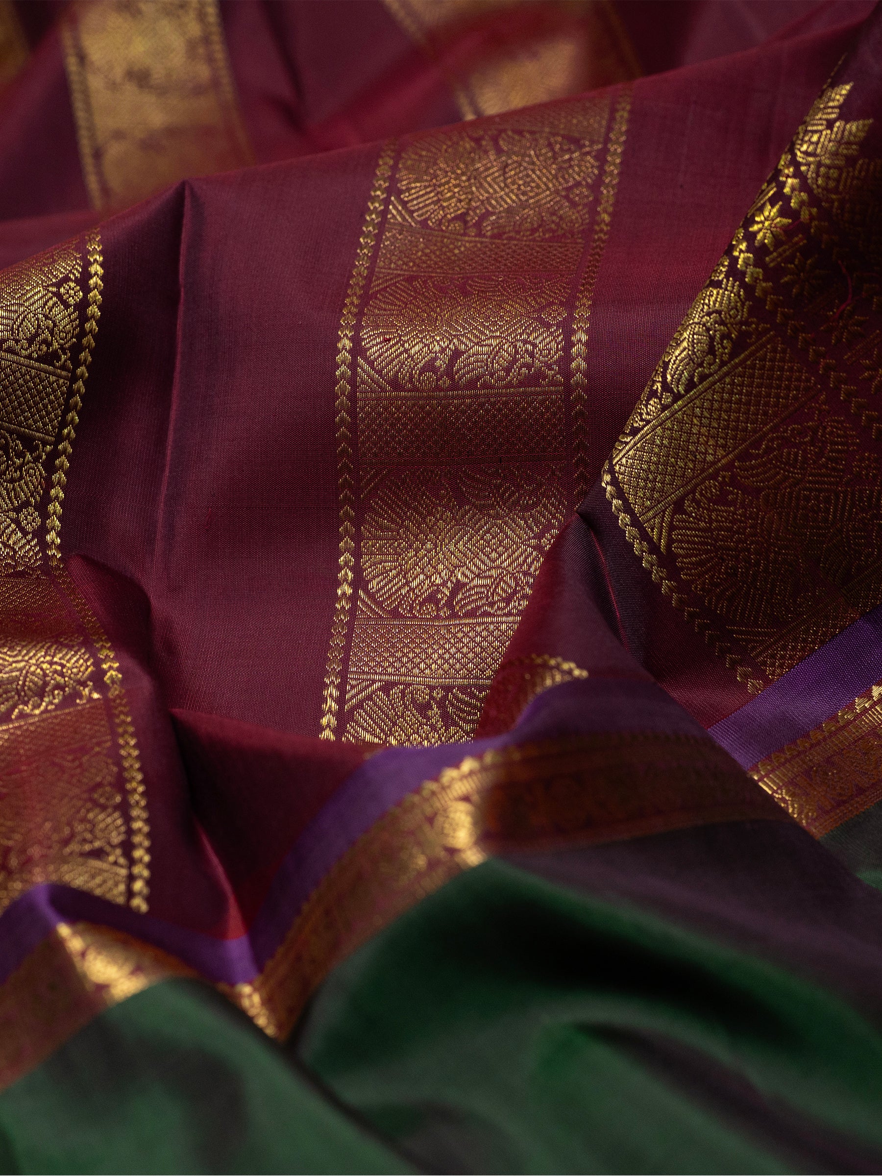 Vintage rust retta pet Kanjipuram Silk Saree CLSA6343