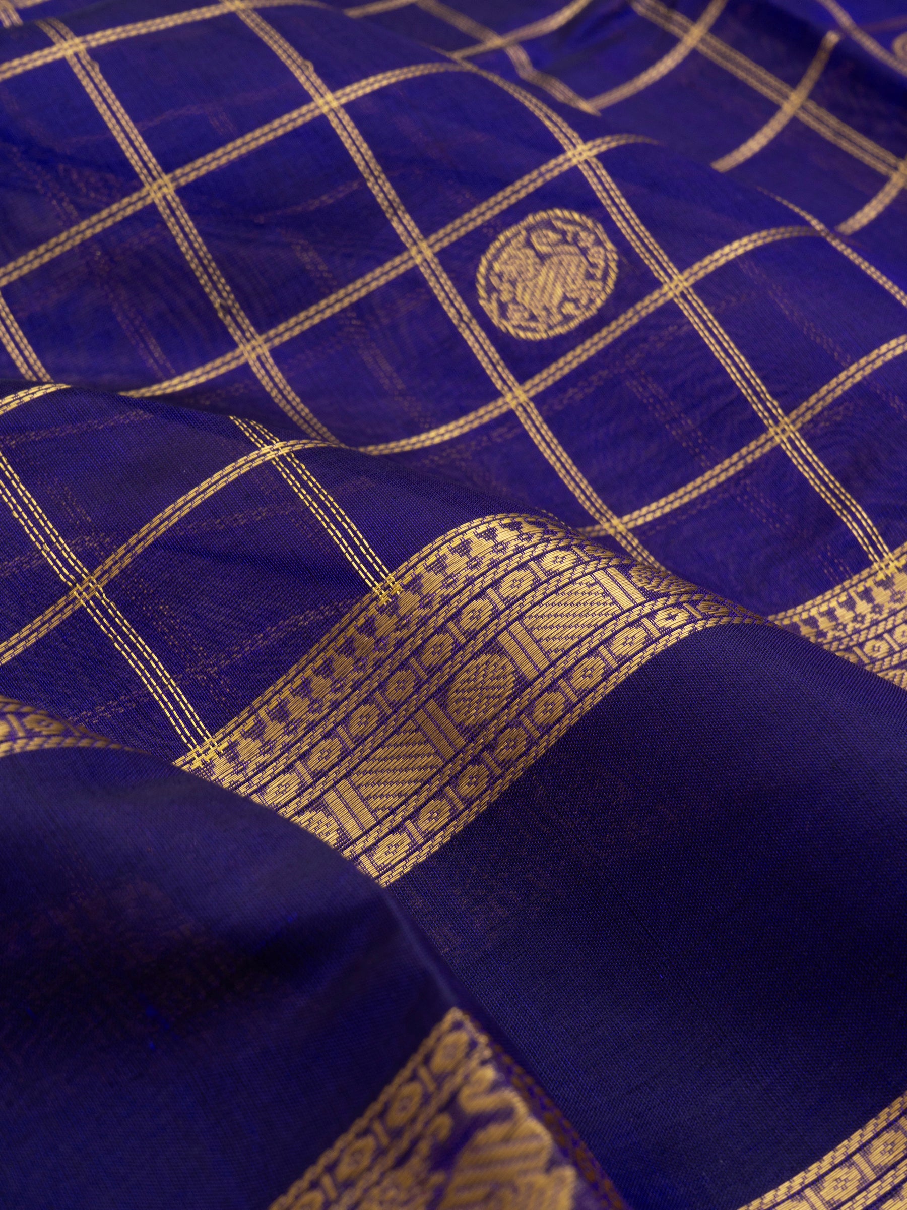 Purplish blue kattam / Silk Cotton Saree CLSA6635