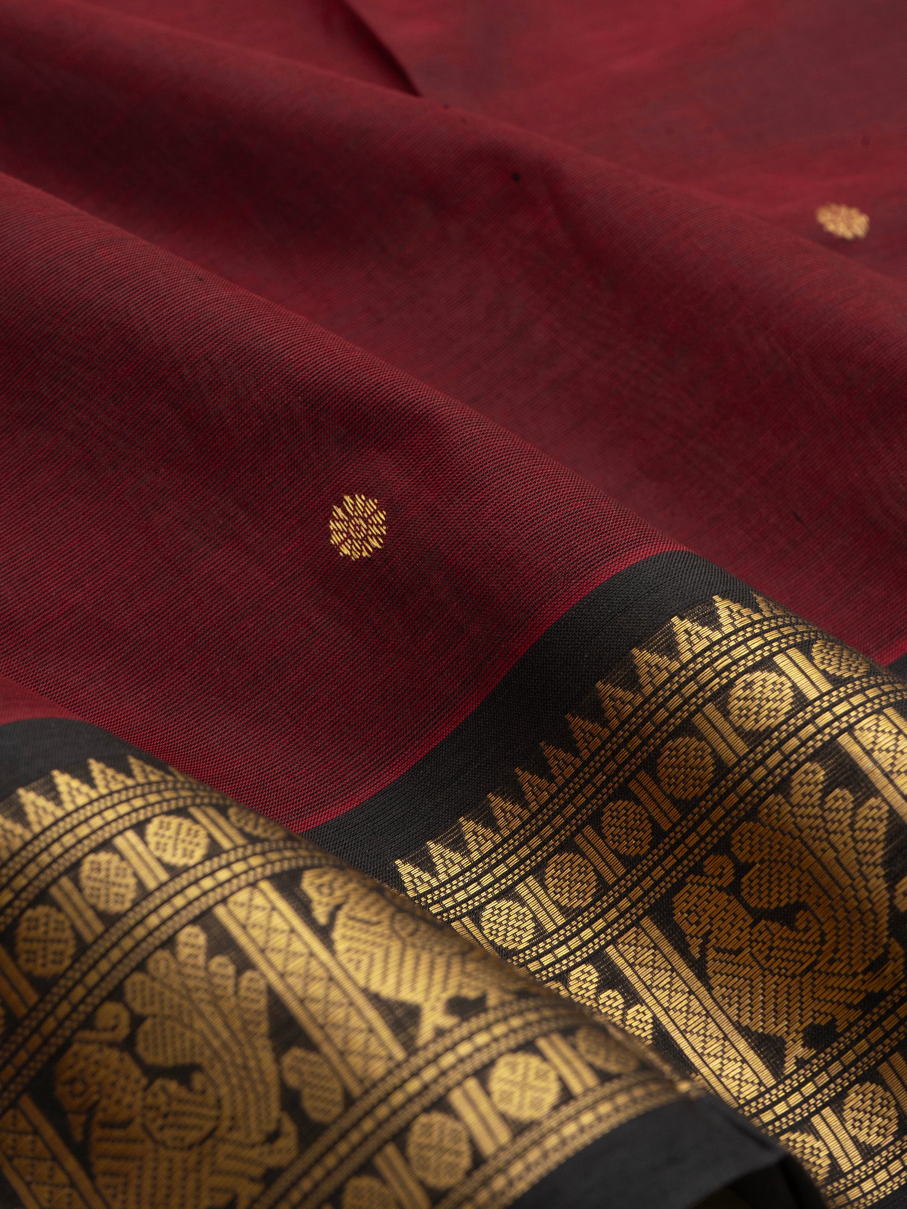 Deep Araku and black / Silk Cotton Saree CLSA7251