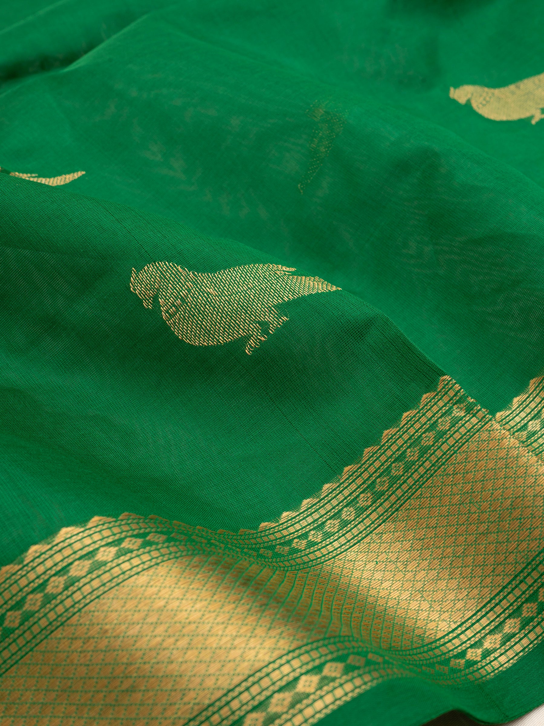 Green killi butta / Silk Cotton Saree CLSA7264