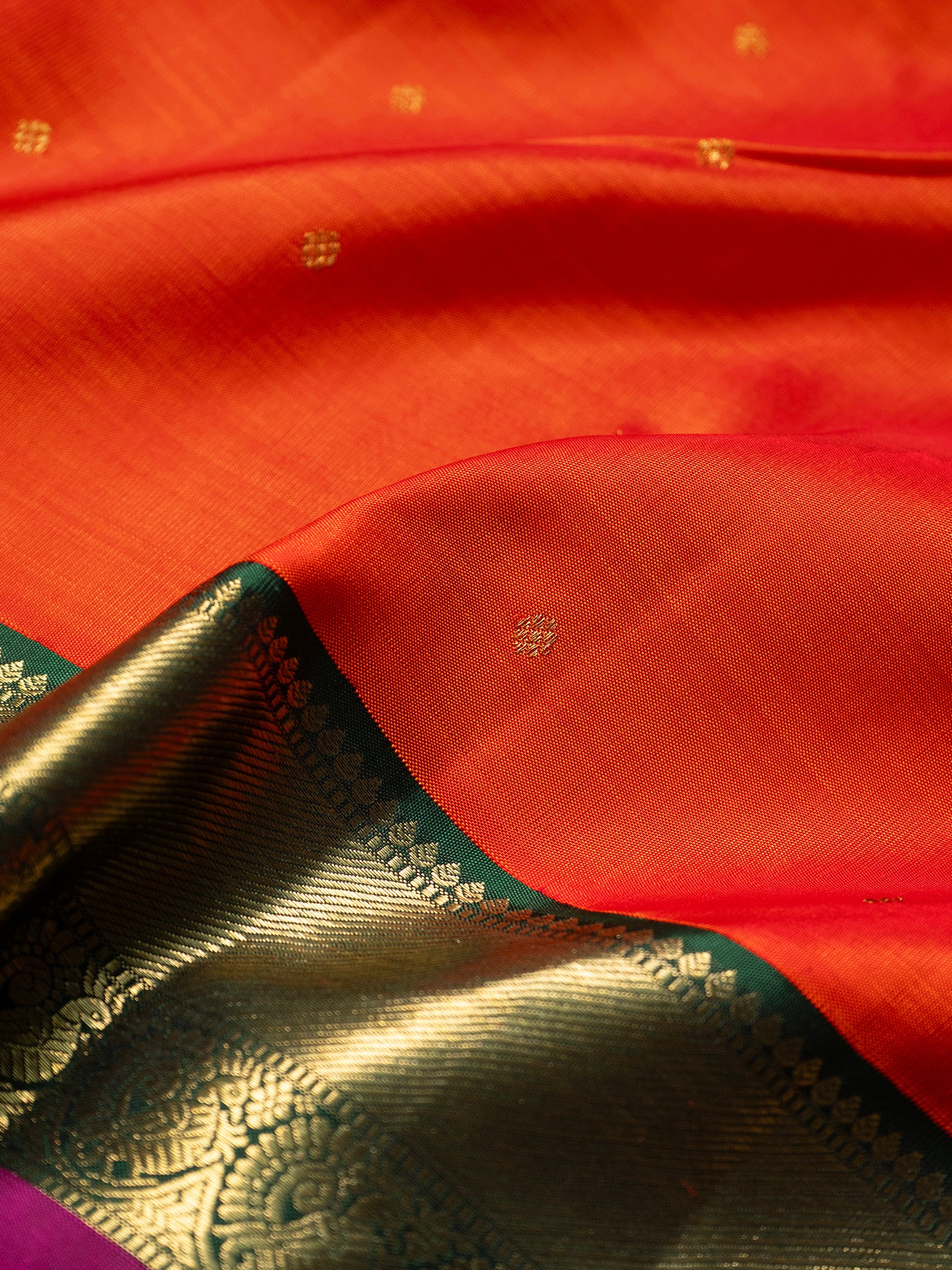 Rust with green Korvai Kanjipuram Saree CLSA7646