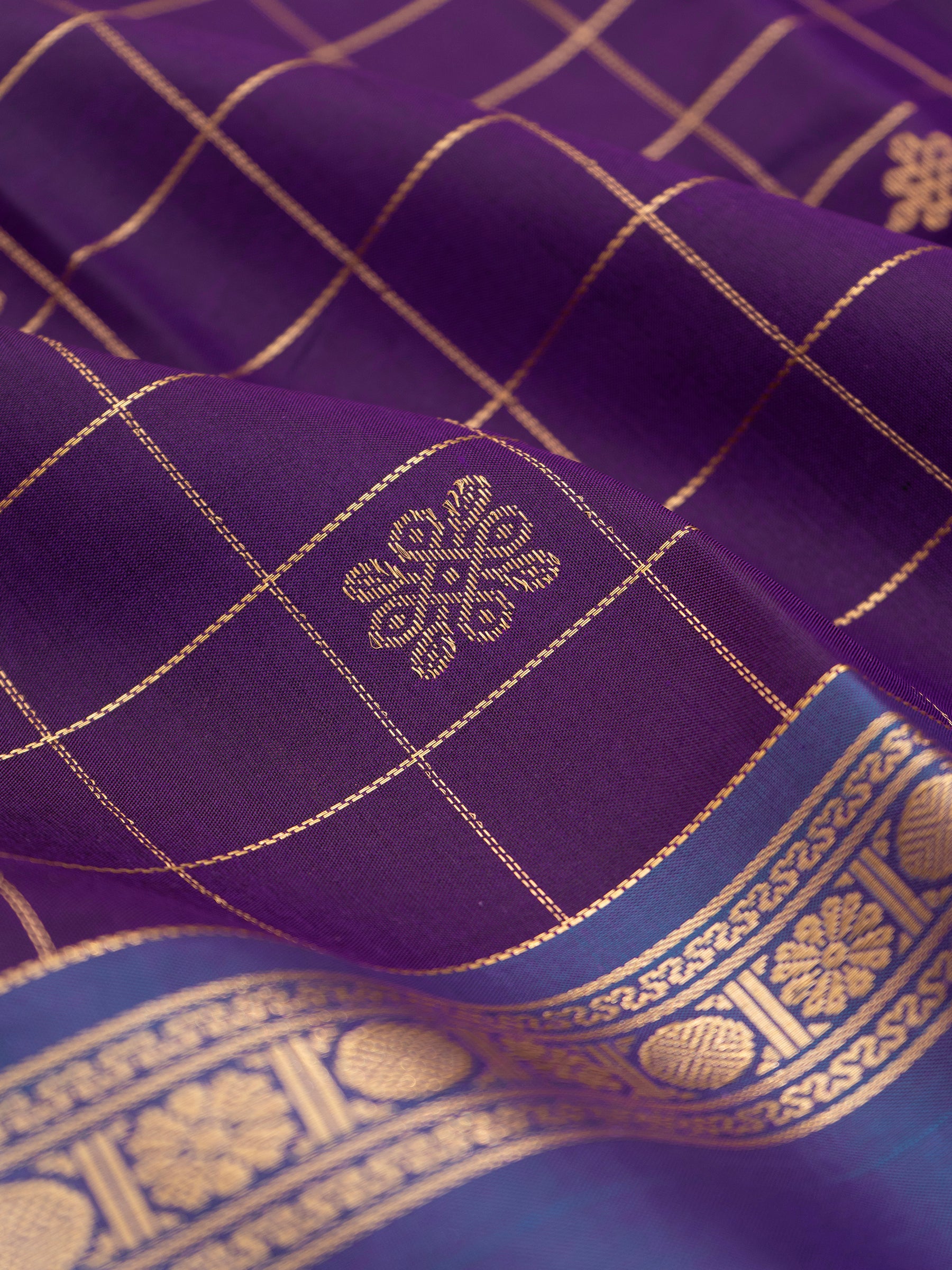 Purple kattam kolam and lavender unique pallu / Special Edition Silk CLSA8365