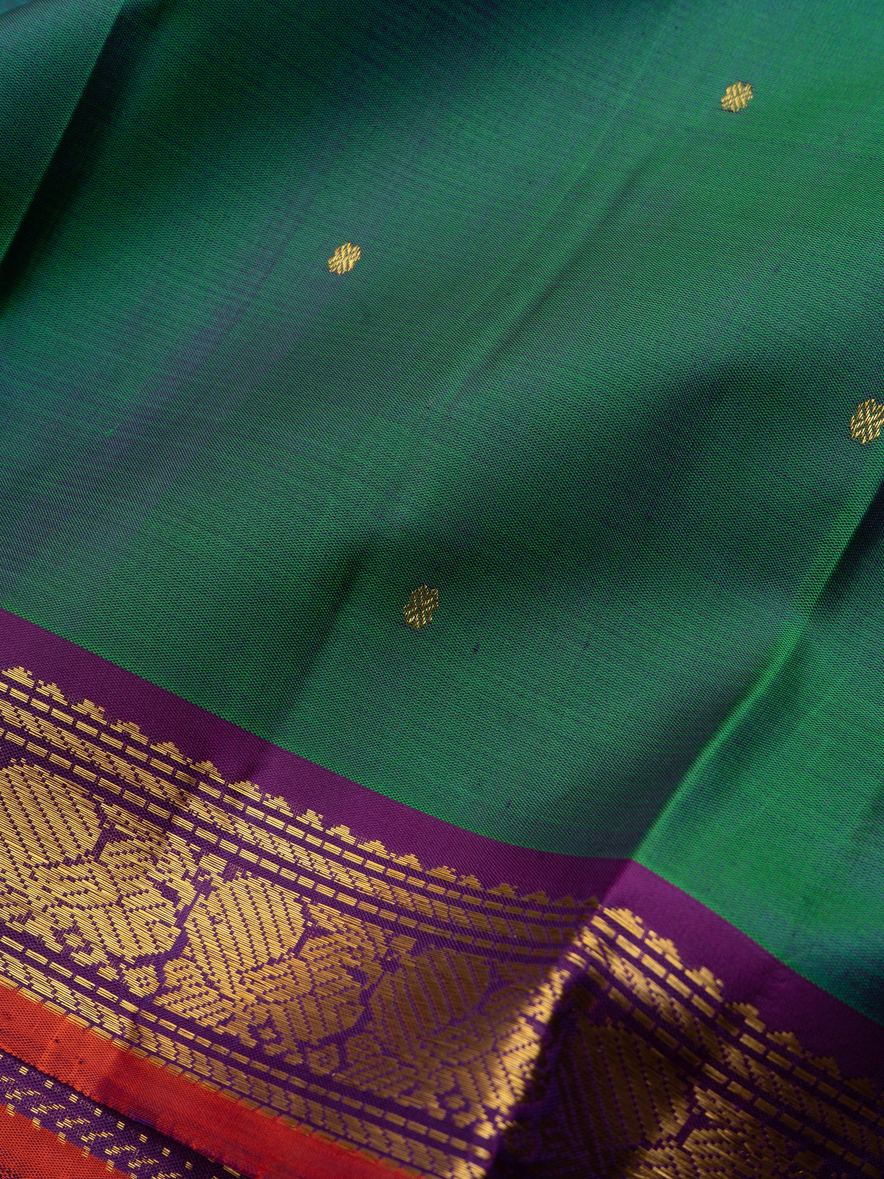 Green and purple annam pet small border/ Arani Silk Saree CLSA9034