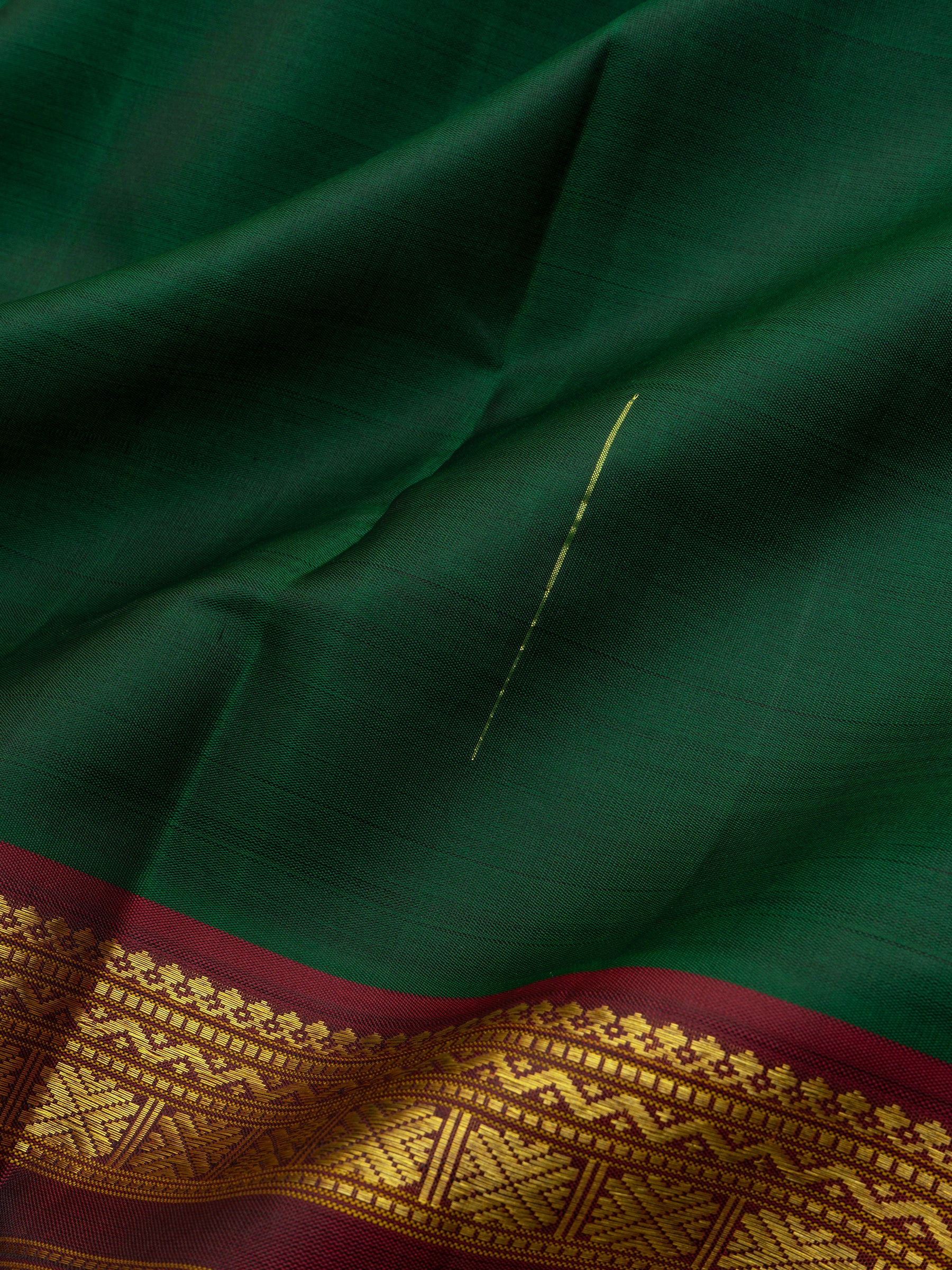 Green and mustard border / Arani Silk Saree CLSA9042