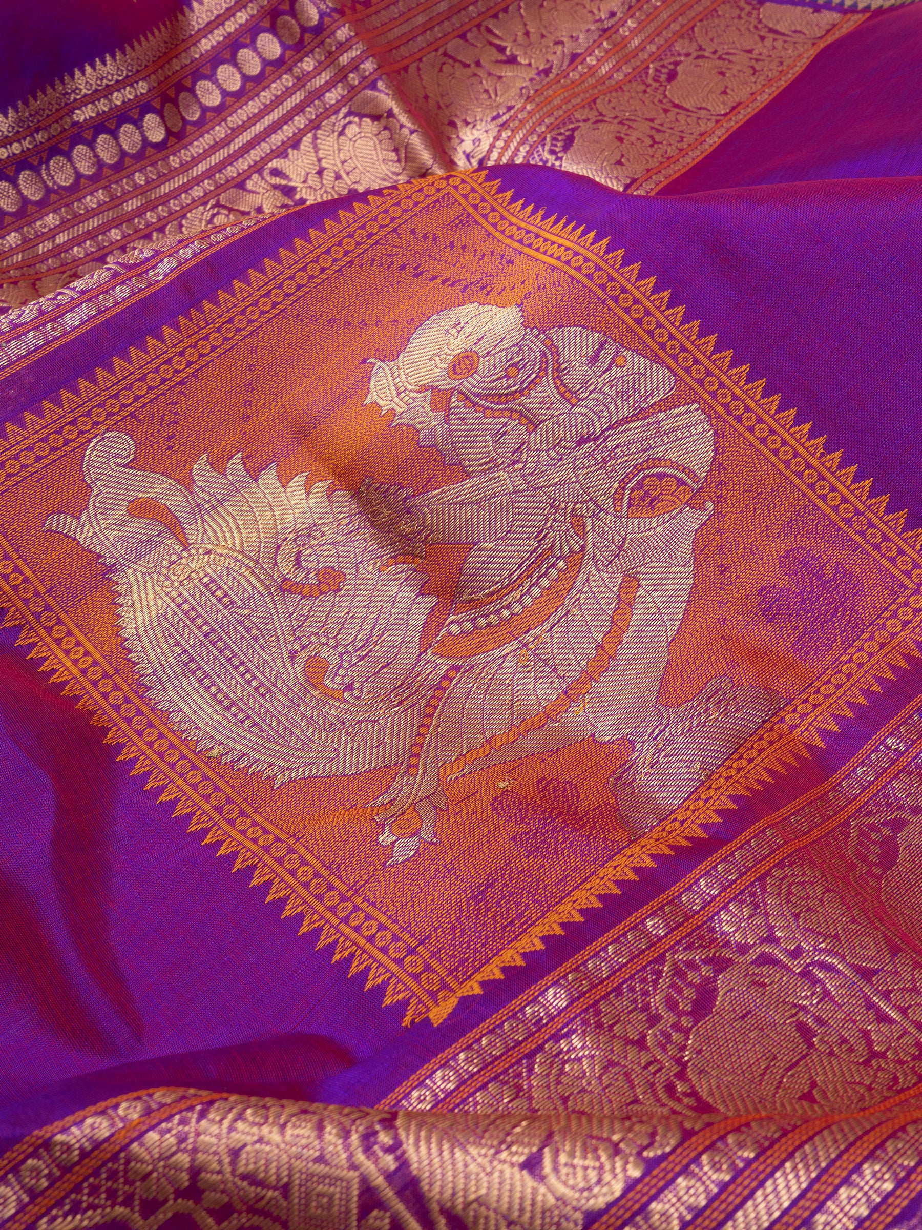 Purple unique pallu/ Silk Cotton Saree CLSA9565