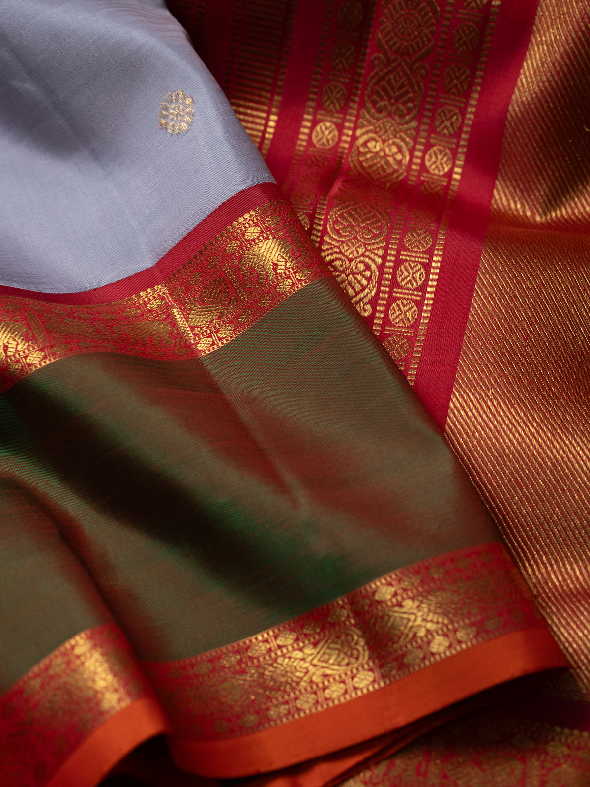 Lavender rettapet border kai korvai/ Kanjipuram Silk Saree CLSA9894