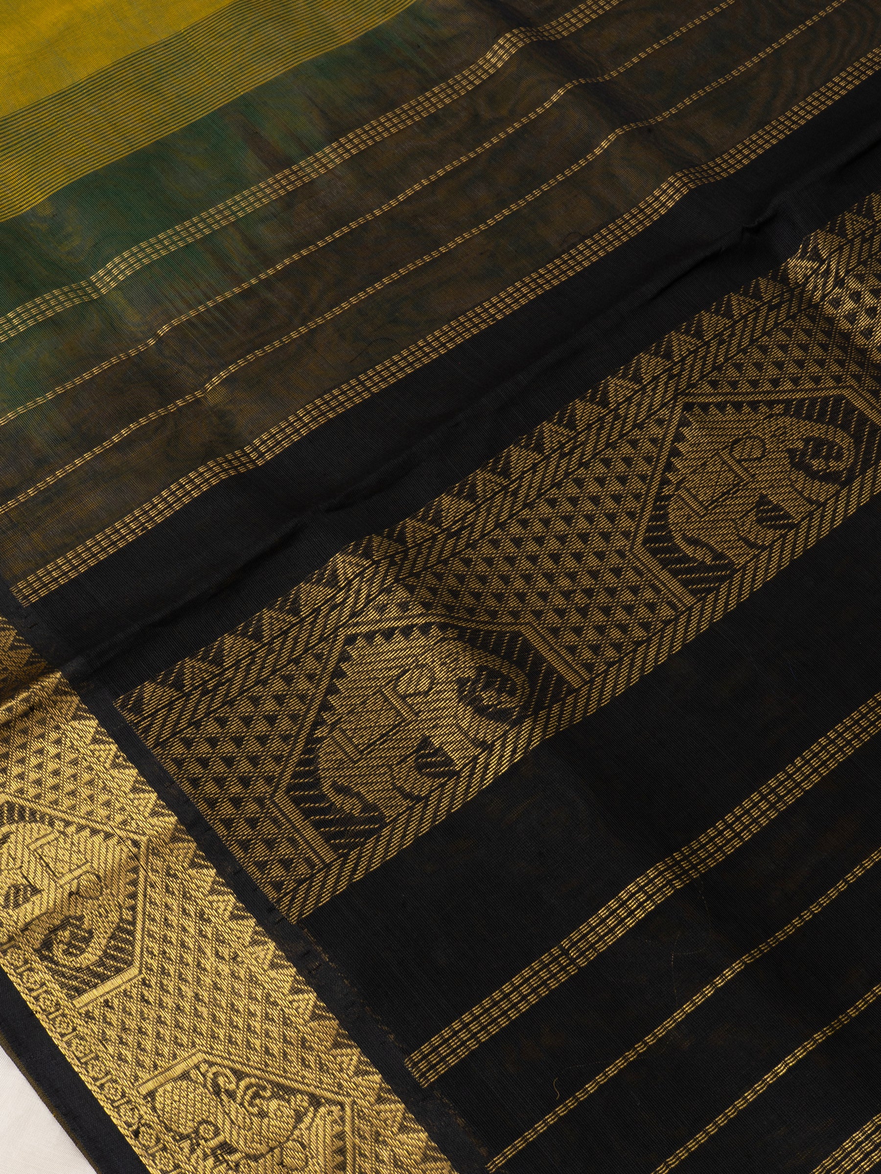 Olive green and black / Silk Cotton Saree CLSA6045