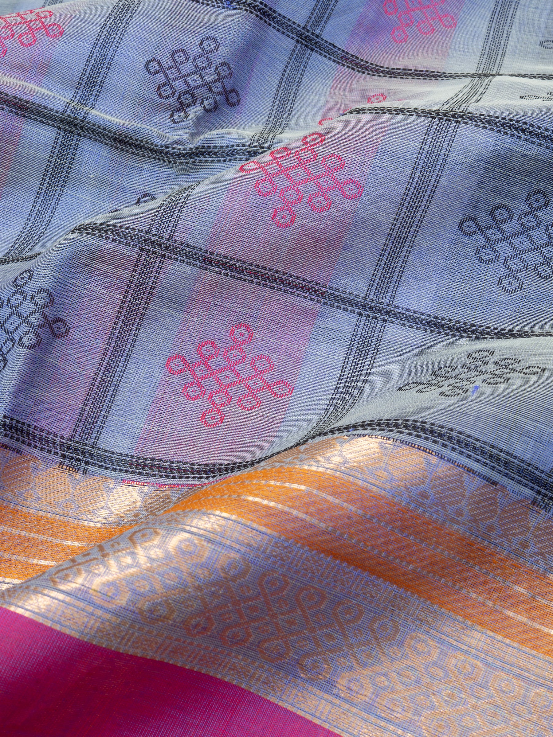 Pastel lavender kattam kolam butta/ Silk Cotton